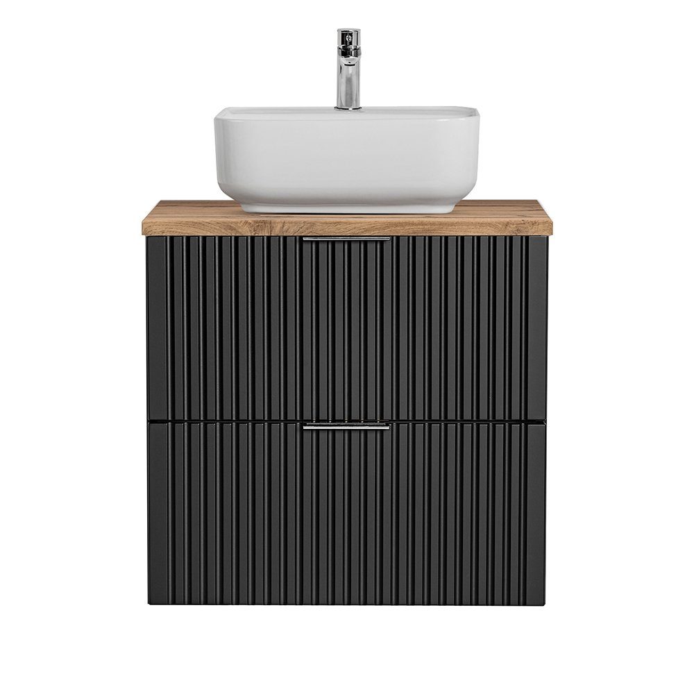 Lomadox Waschtisch ADELAIDE-56-BLACK, schwarz matt gerillt, günstig online kaufen