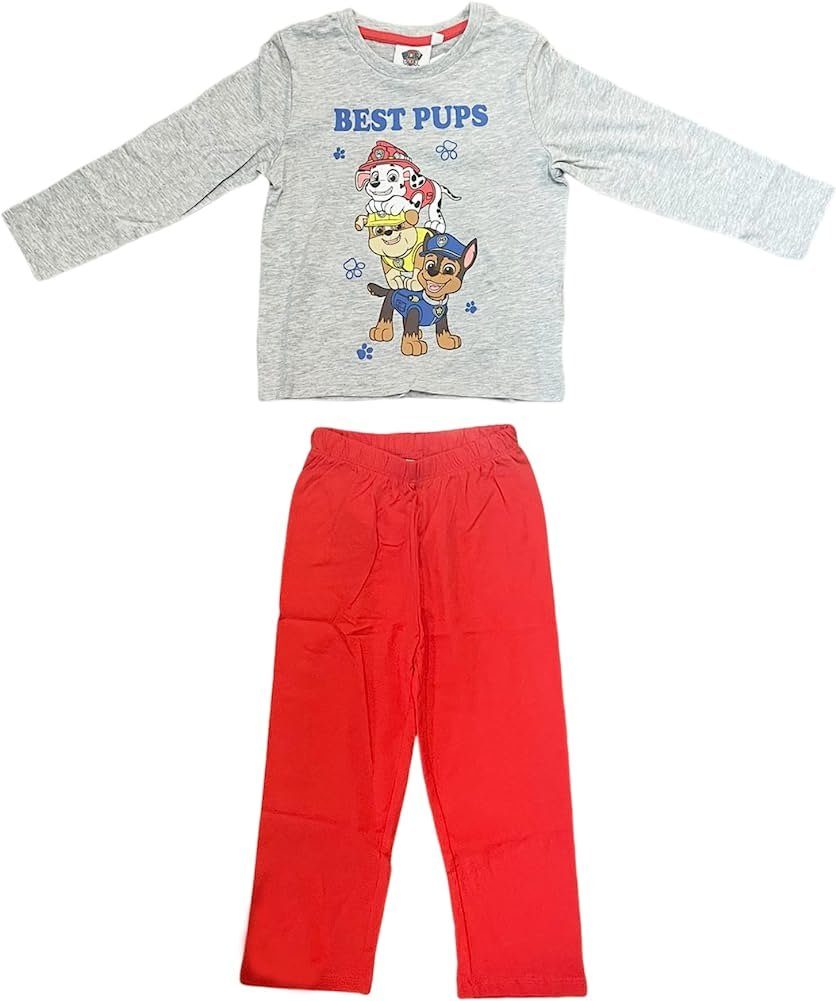 PAW PATROL Pyjama PAW PATROL langer Kinder Schlafanzug Gr. 98 104 110 116 128 Hellgrau