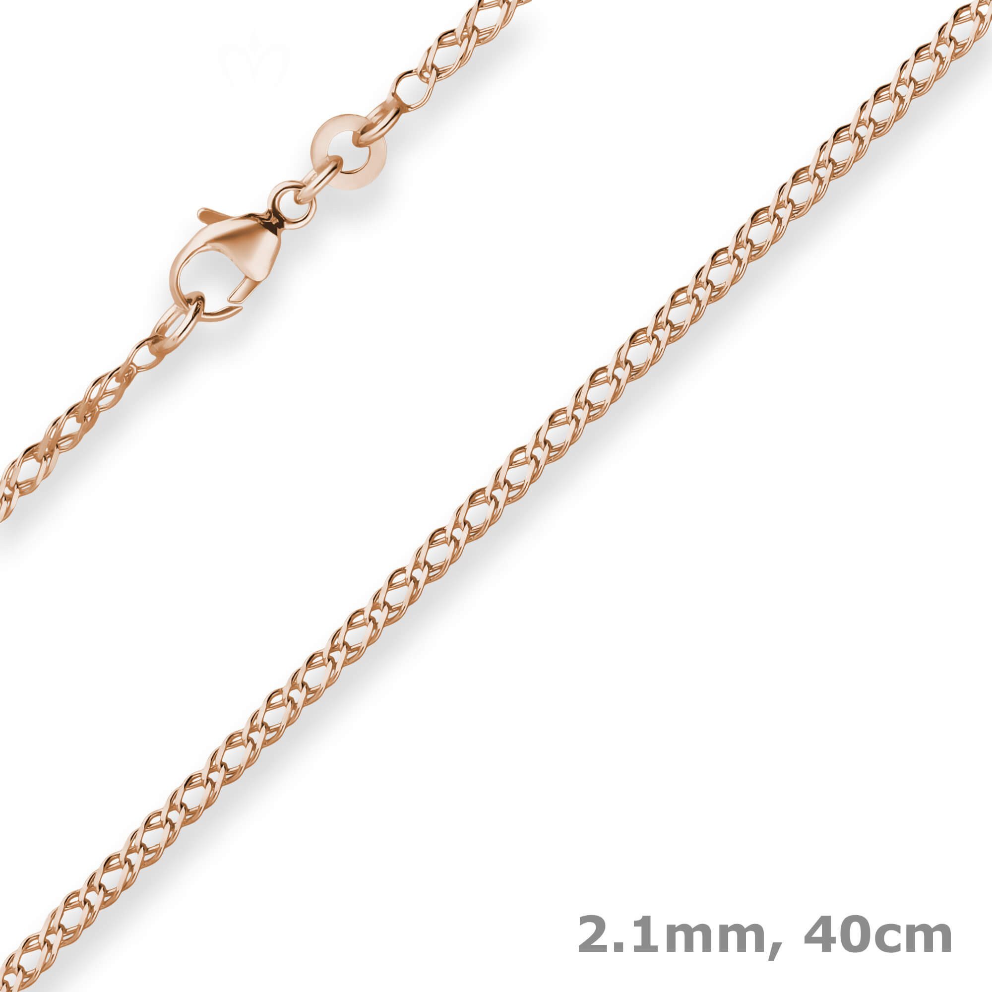 Goldkette 2,1mm Zwillingspanzerkette aus 585 Rotgold 40cm