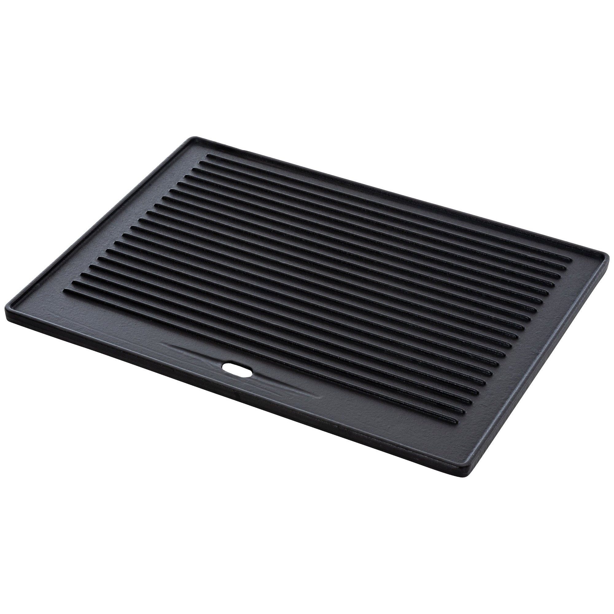 CLP Grillplatte Wendeplatte Bratplatte Grillzubehör (Spar-Set, 1-St., 41,3 x 30,5 cm massiv), Wendeplatte, geriffelt & glatt, voreingebrannt