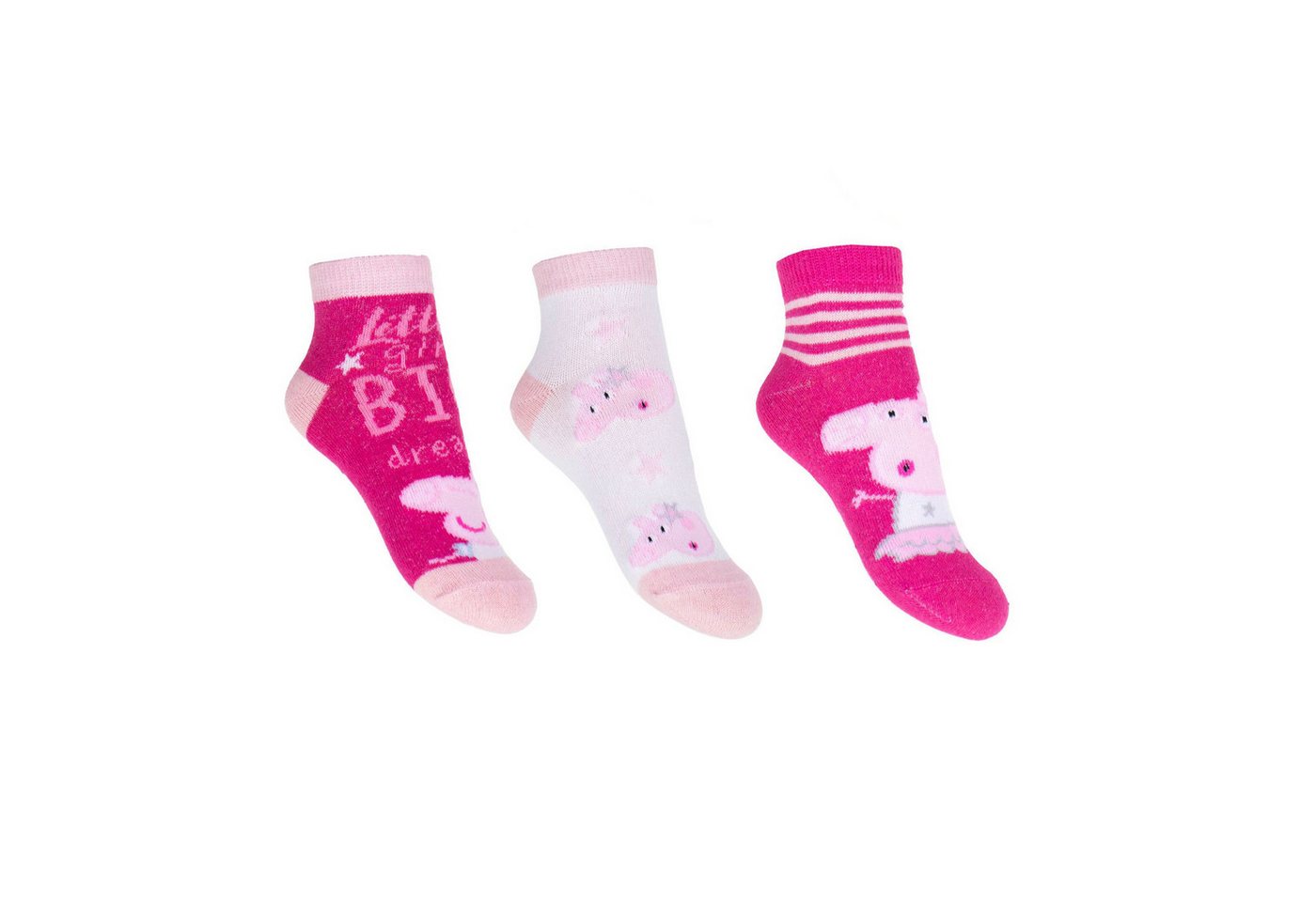 Peppa Pig Feinsöckchen Peppa Pig Kinder Socken - 3er Pack Sneaker Strümpfe Baumwoll-Mix