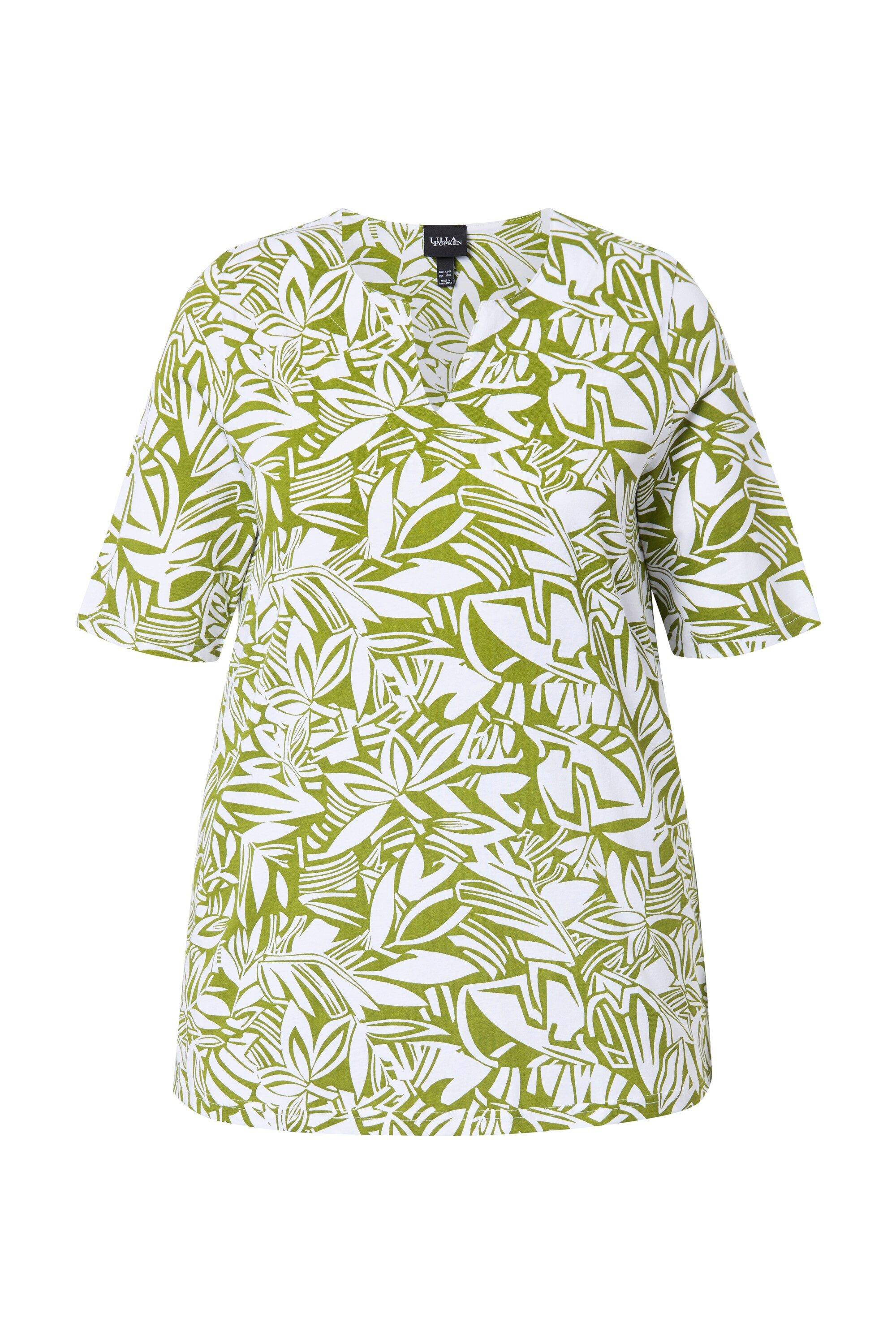 Ulla Popken T-Shirt T-Shirt Blätter A-Linie günstig online kaufen