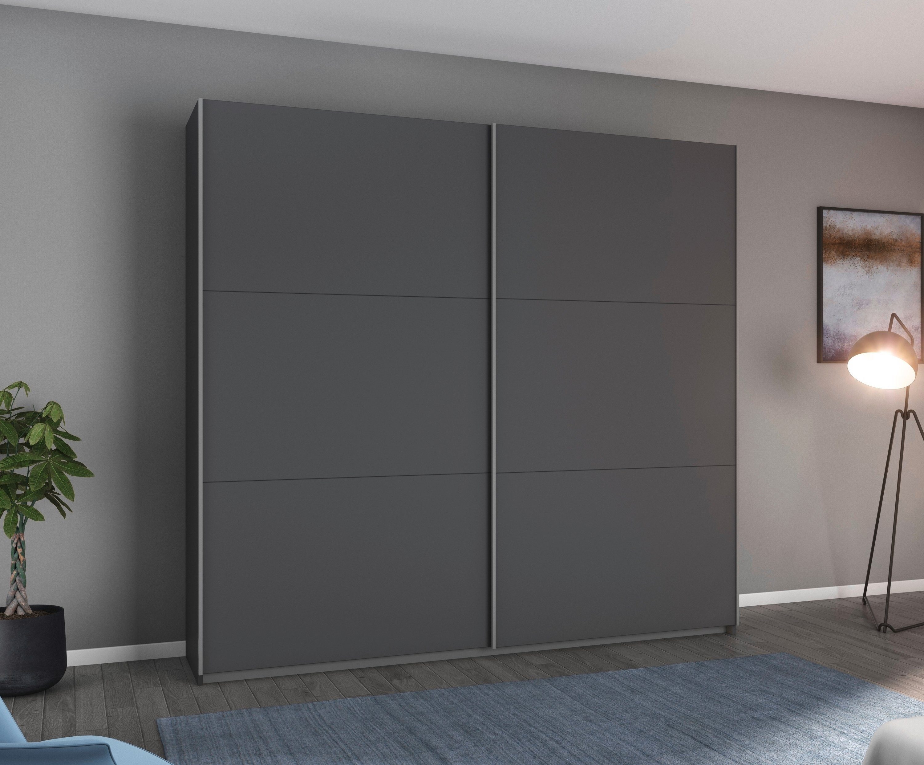 rauch Schwebetürenschrank AURELIO Kleiderschrank Garderobe (3 Ausstattungen BASIC/CLASSIC/PREMIUM (inkl. SOFT-CLOSE-FUNKTION) 3 verschiedene Ausstattungsvarianten Griffe aus Metall MADE IN GERMANY