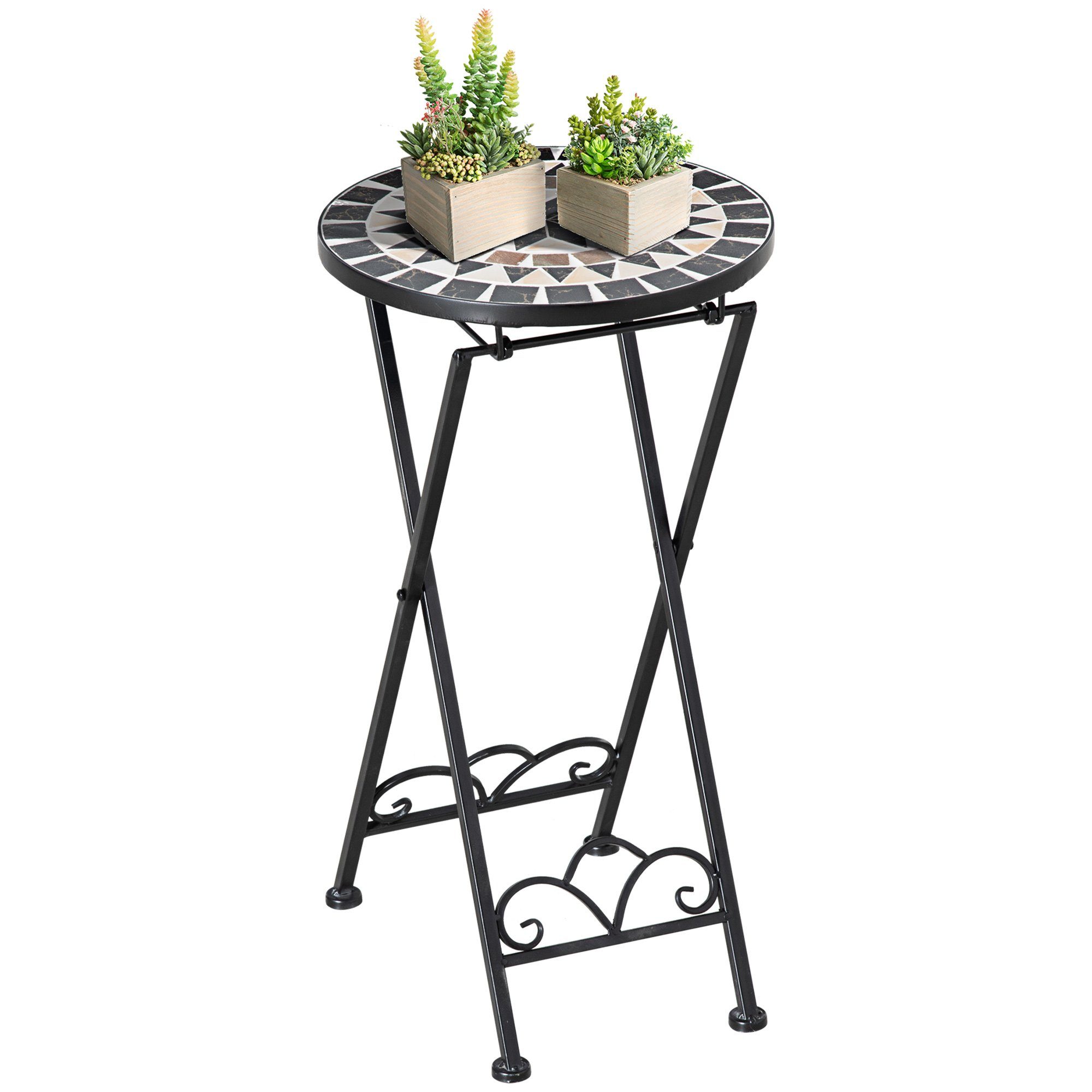 Outsunny Pflanzentreppe Pflanzenständer, Steinmosaik (Blumenständer, 1 günstig online kaufen