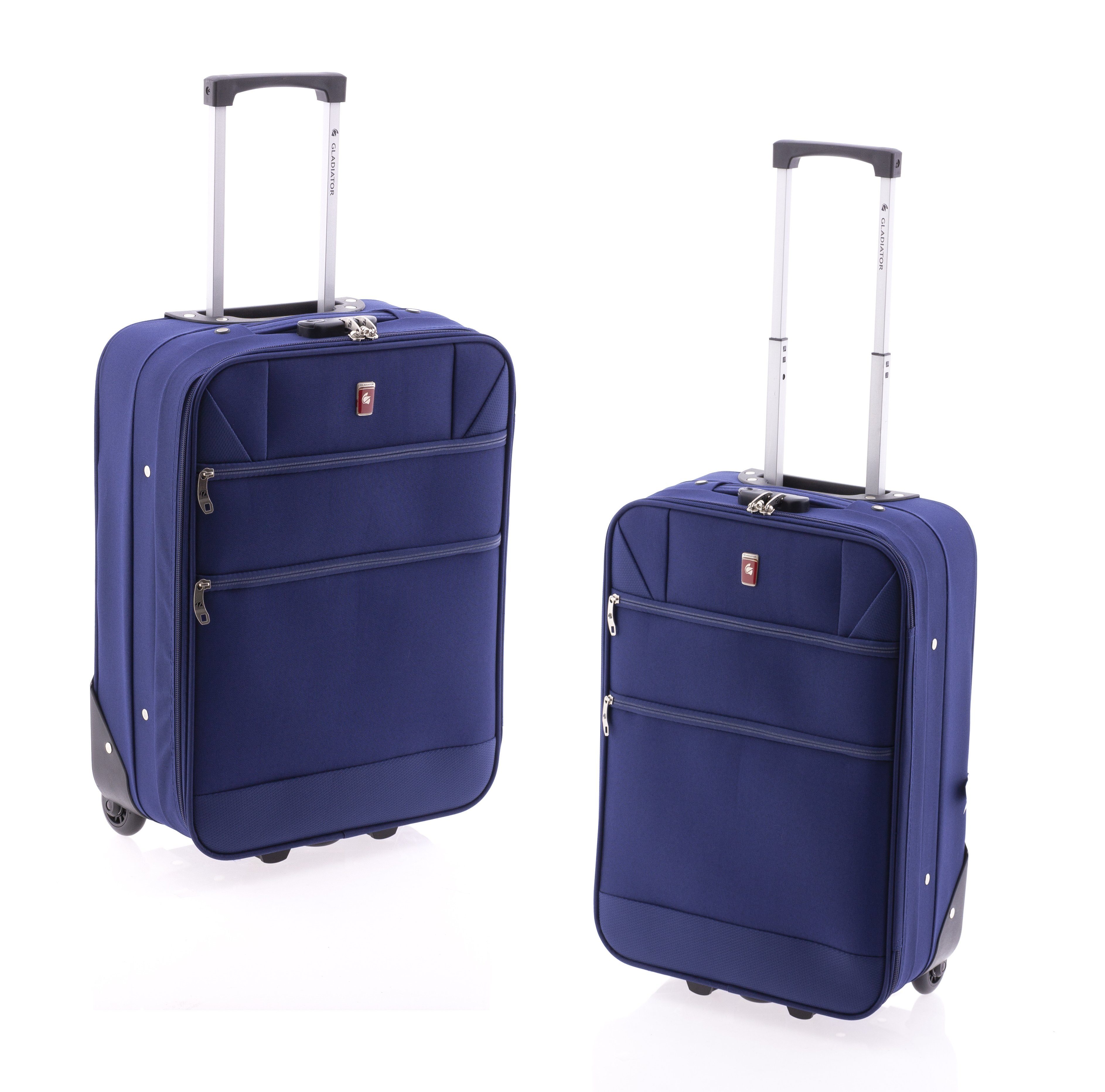 GLADIATOR Weichgepäck-Trolley -Set - Rollen, Farben 2-teilig blau 61+52cm, - 2 Dehnfalte, div