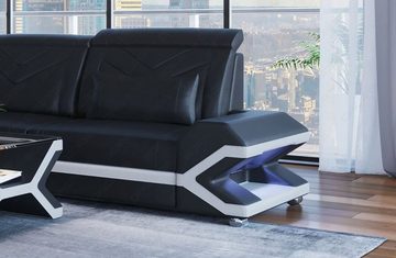Sofa Dreams Ecksofa Leder Couch Sofa Napoli L Form Ledersofa, mit LED, wahlweise mit Bettfunktion als Schlafsofa, Designersofa