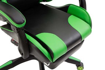 TPFLiving Gaming-Stuhl India mit bequemer Rückenlehne - höhenverstellbar und 360° drehbar (Schreibtischstuhl, Drehstuhl, Chefsessel, Konferenzstuhl), Gestell: Kunststoff schwarz - Sitz: Kunstleder schwarz/grün