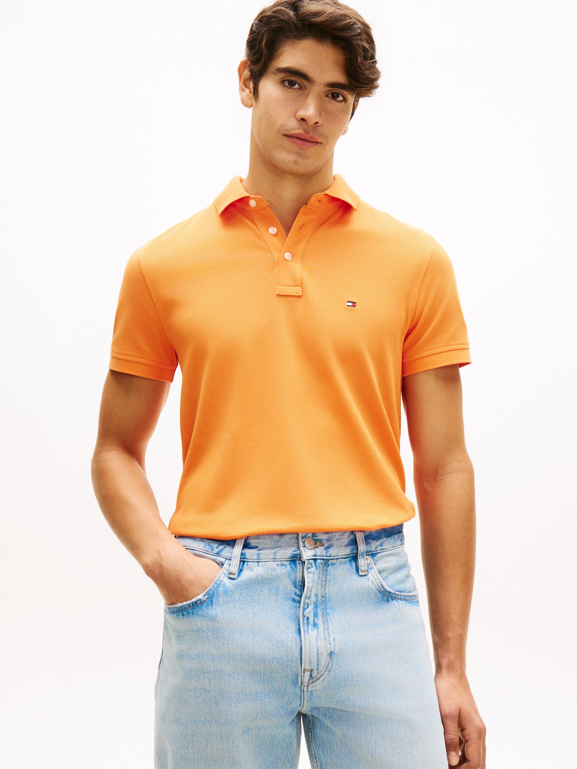 Tommy Hilfiger Poloshirt 1985 SLIM POLO Markenstickerei, aus Baumwoll-Piqué