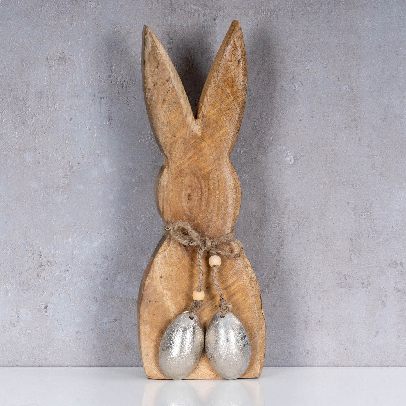 Levandeo® Osterhase, Variante H30cm Metall Hase Dekoaufsteller Holz Osterhase Osterdeko 4 Mangoholz