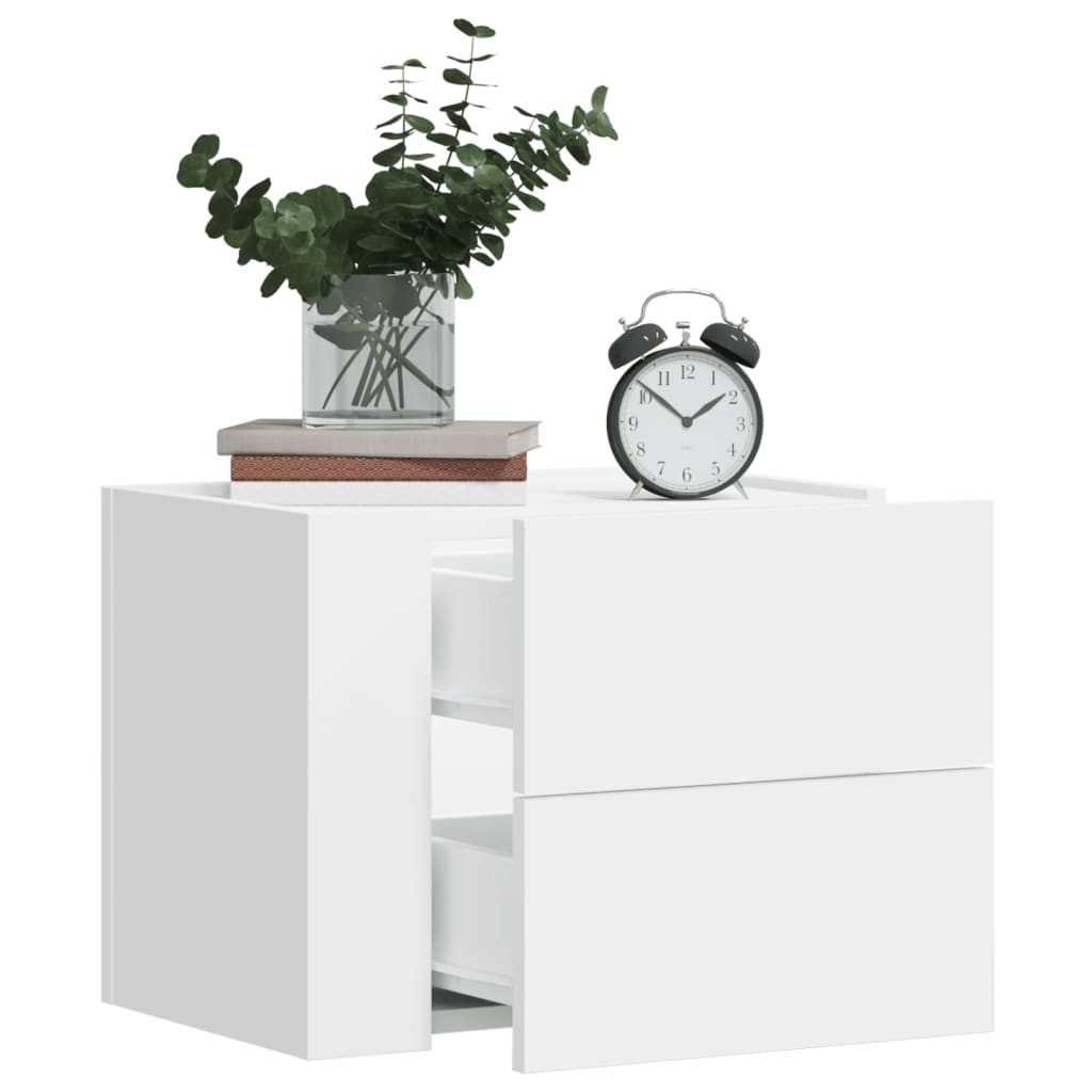 Nachttisch Wand-Weiß 45 x 30 x 35 cm mit Schubladen