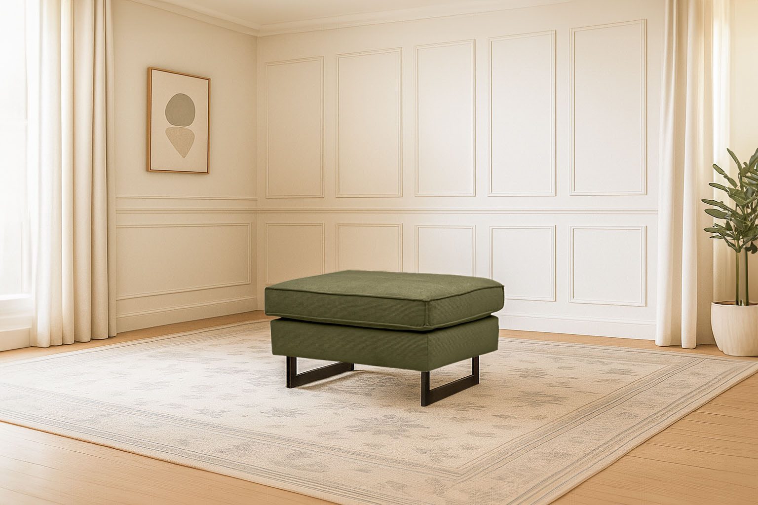 Home affaire Polsterhocker Pinto, mit Keder, Metallfüßen und auch in Cord Bezug erhältlich