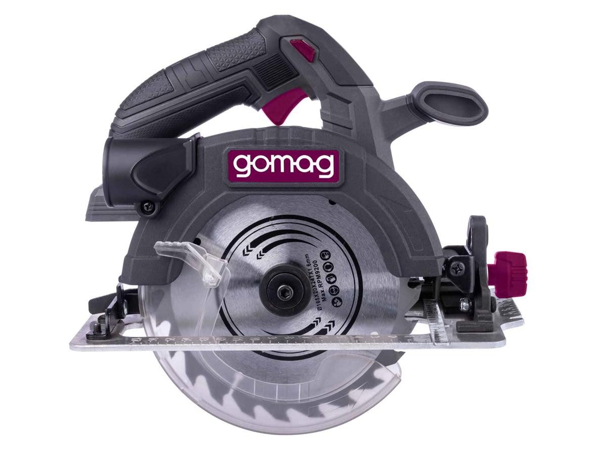 Gomag Akku-Handkreissäge GO-HKS165BL, Set, (ohne Akku und Netzteil), inkl. Ø 165 mm Sägeblatt mit 24 Z, Innnensechskantschlüssel