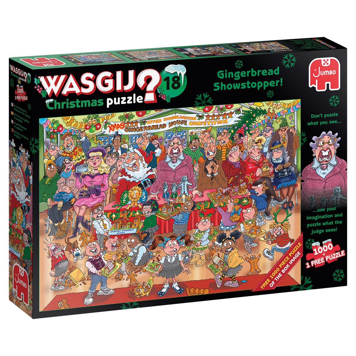 Jumbo Spiele Puzzle Wasgij Christmas 18 Leckereien aus Lebkuchen 2x1000 Teile Puzzle, 1000 Puzzleteile