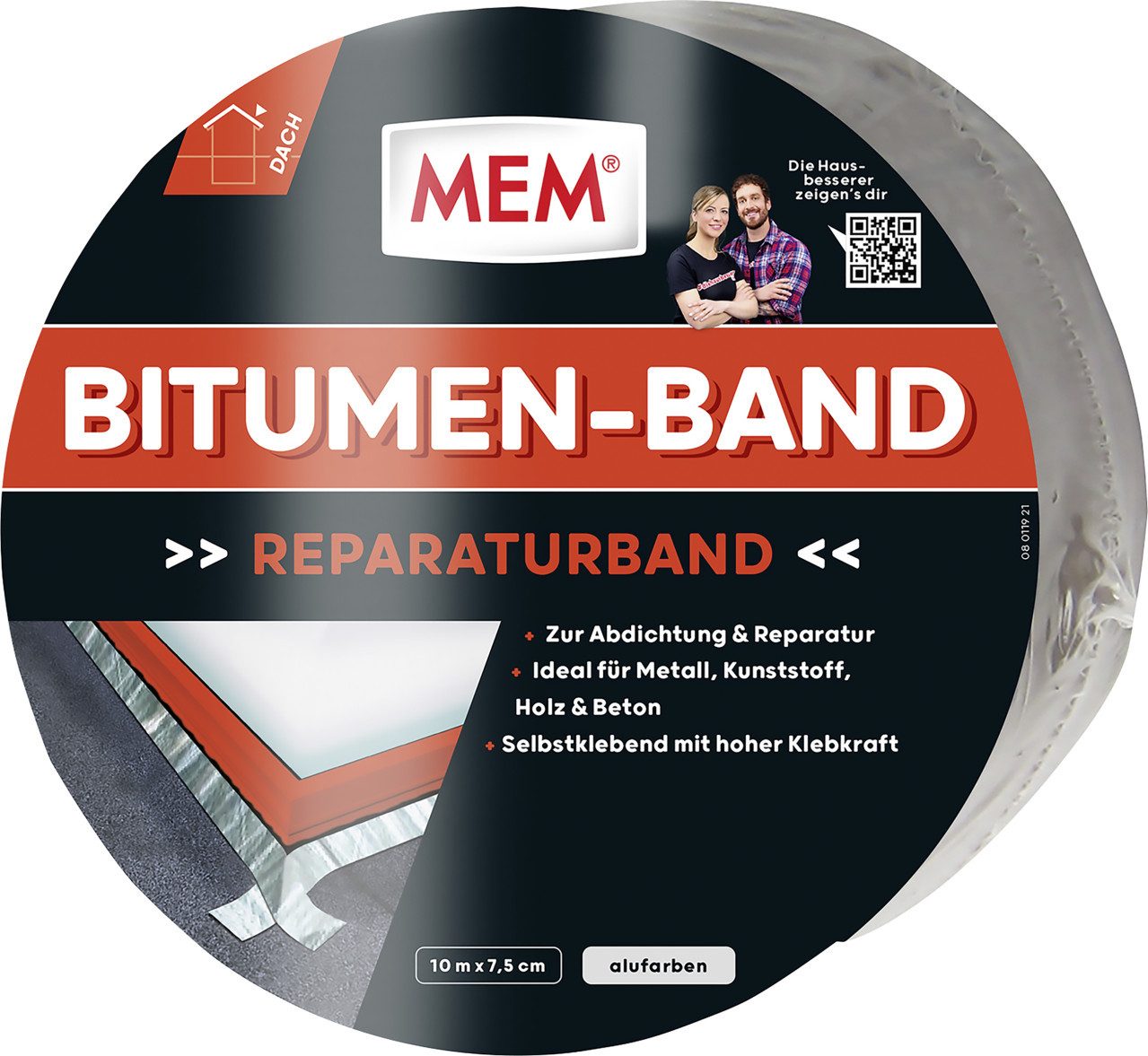 MEM Bauchemie Dichtband MEM Bitumen-Band 10 m x 7,5 cm alu