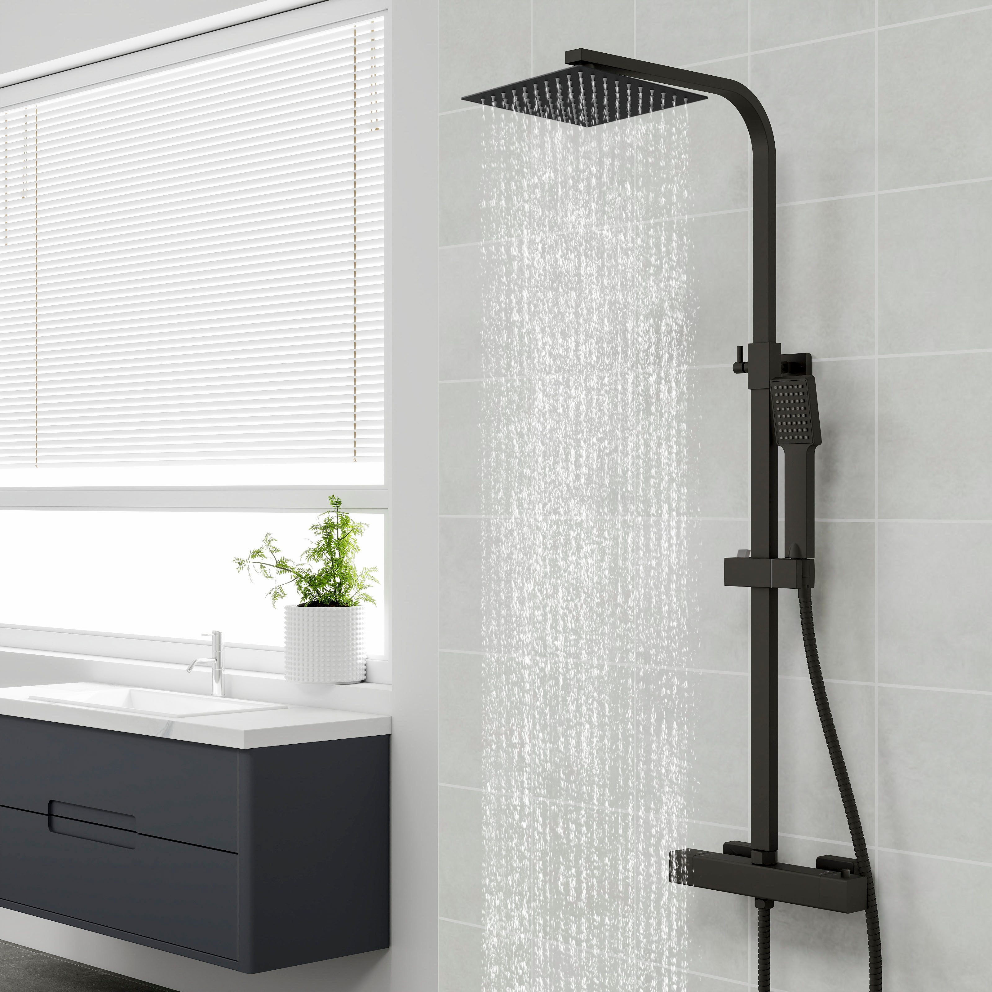 duschspa Duschsystem Duschsystem Edelstahl Duschstange Set Messing Wasserhahn Duschset, 2 Strahlart(en), Thermostat Duschstangen Edelstahl Duscharmaturen Set Wassersparend