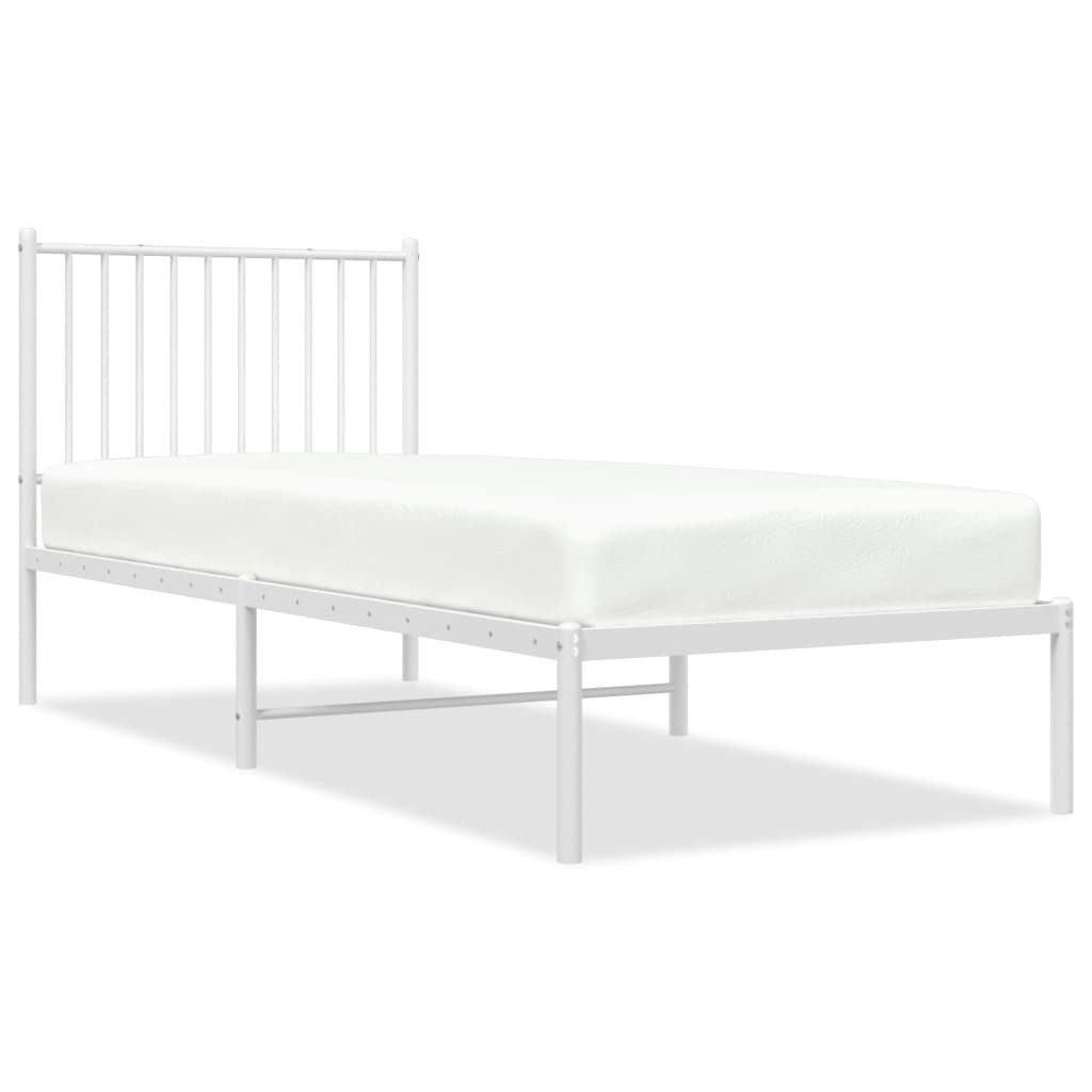 vidaXL Bettgestell, Bettrahmen mit Kopfteil Metall Weiß 80x200 cm günstig online kaufen