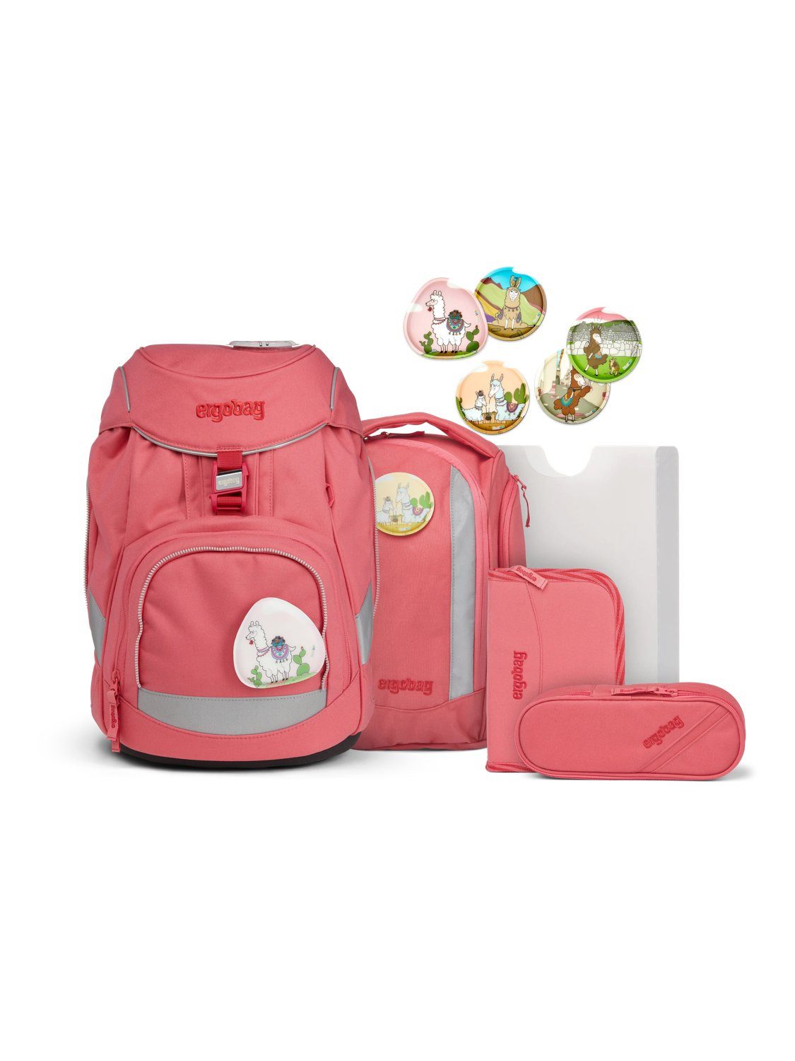ergobag Schulranzen pack Set (6-tlg., 6-teiliges Set), größenverstellbares Rückensystem
