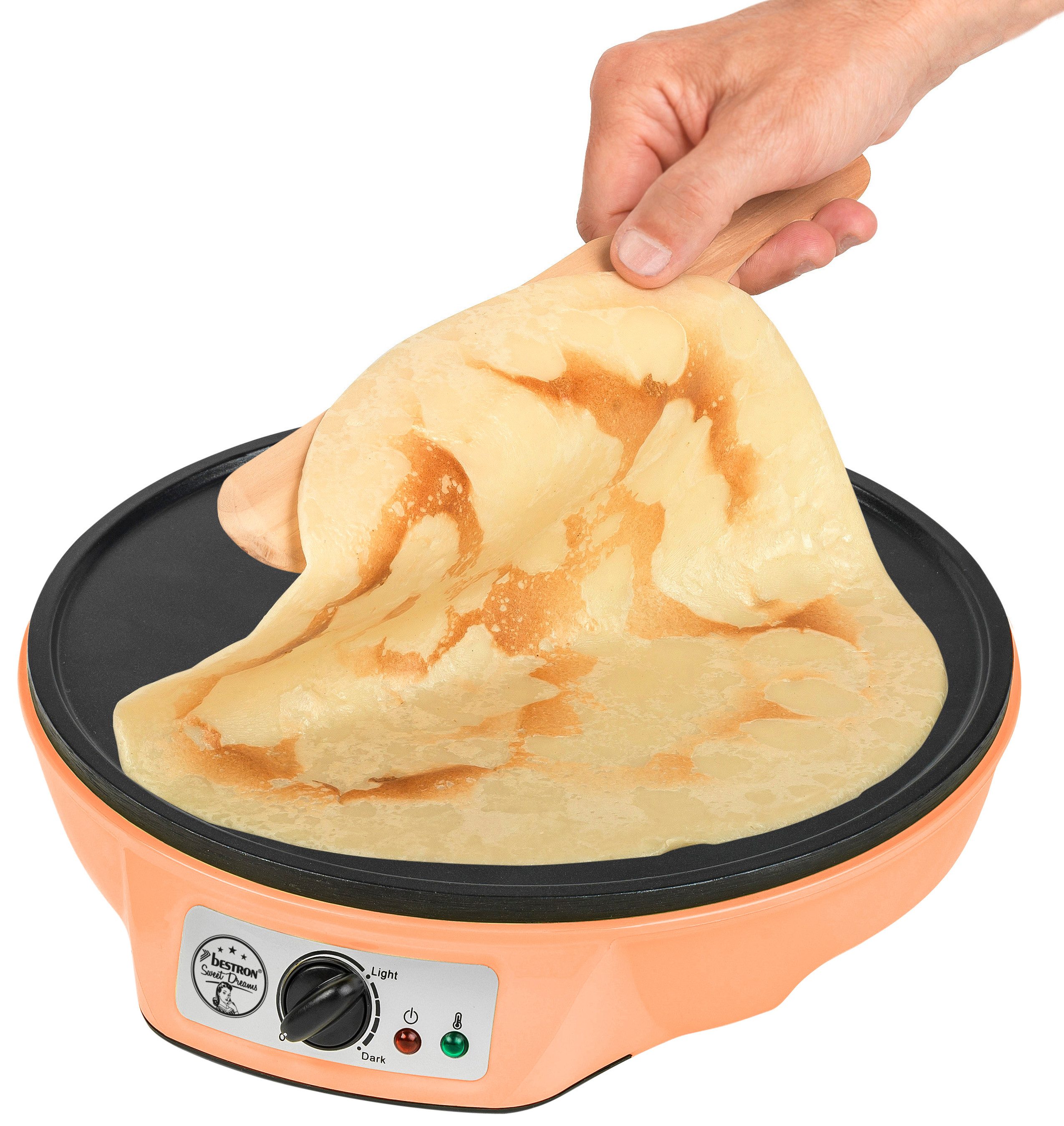bestron Crêpesmaker ASW602, 1000 W, Ø 30 cm, Antihaft, Thermostat & Zubehör