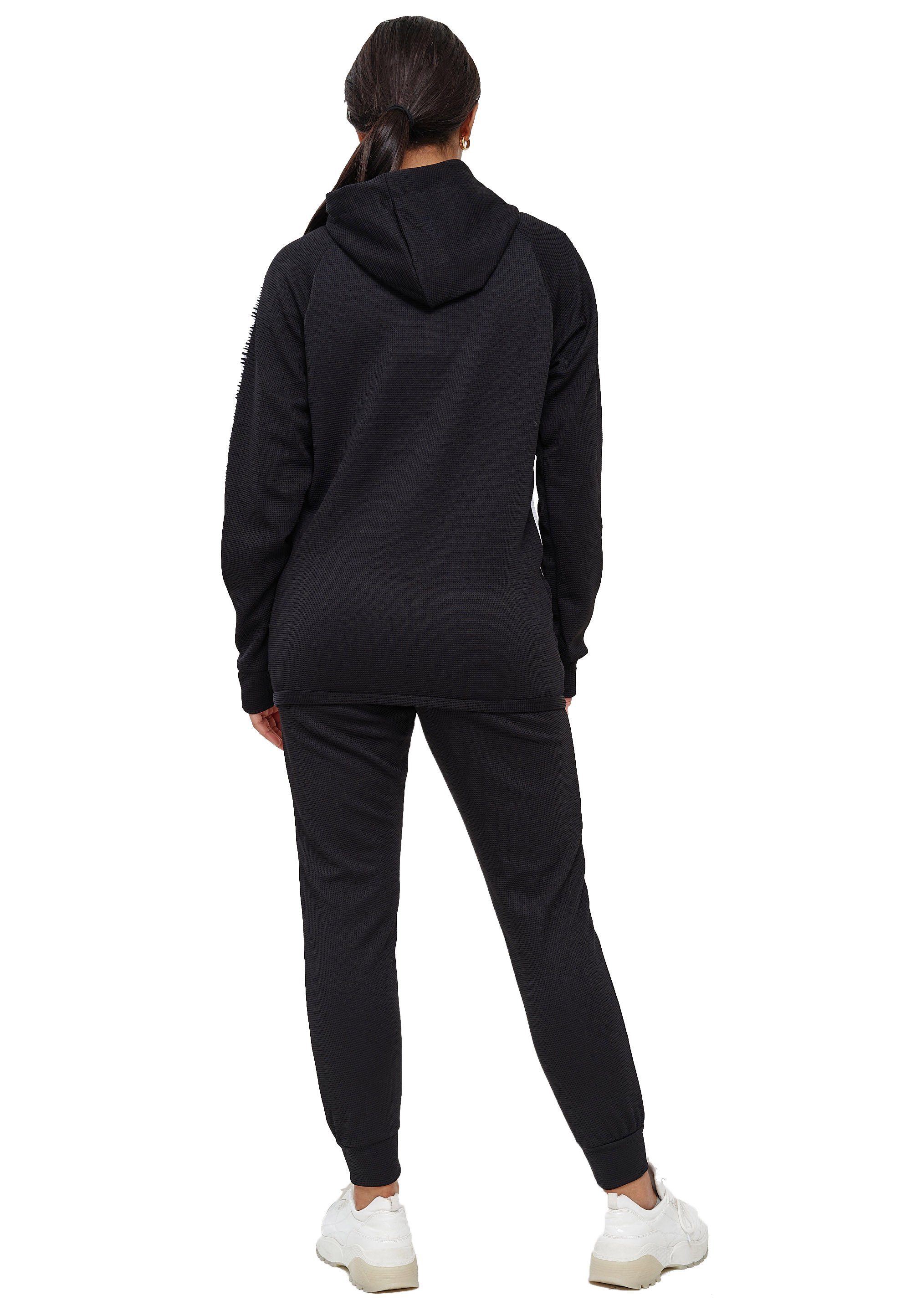 L.gonline Freizeitanzug Damen Jogging-ANZUG, mit Bündchen und Tunnelzug, Trainingsanzug (Kapuzenjacke mit Reißverschluss, Hose, 2-tlg), Fitness Freizeit Casual – Bild 2 von 2