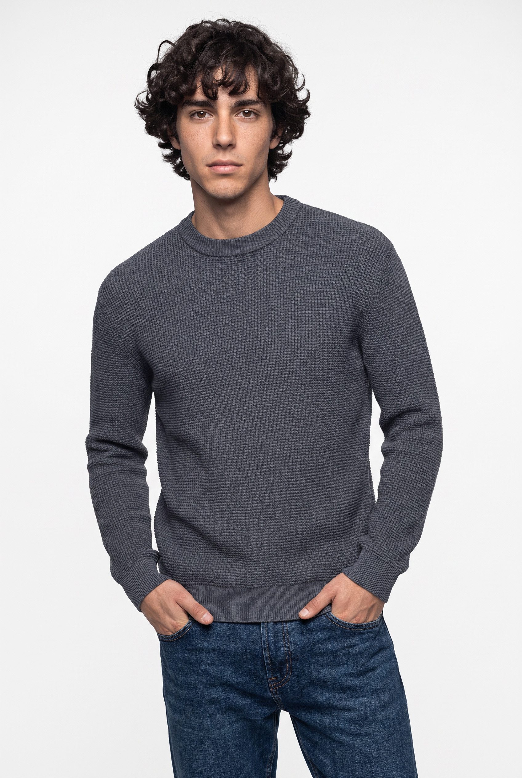ONLY & SONS Rundhalspullover ONSMARIUS LS WAFFLE CREW REG OTL Baumwollmischung, regular fit