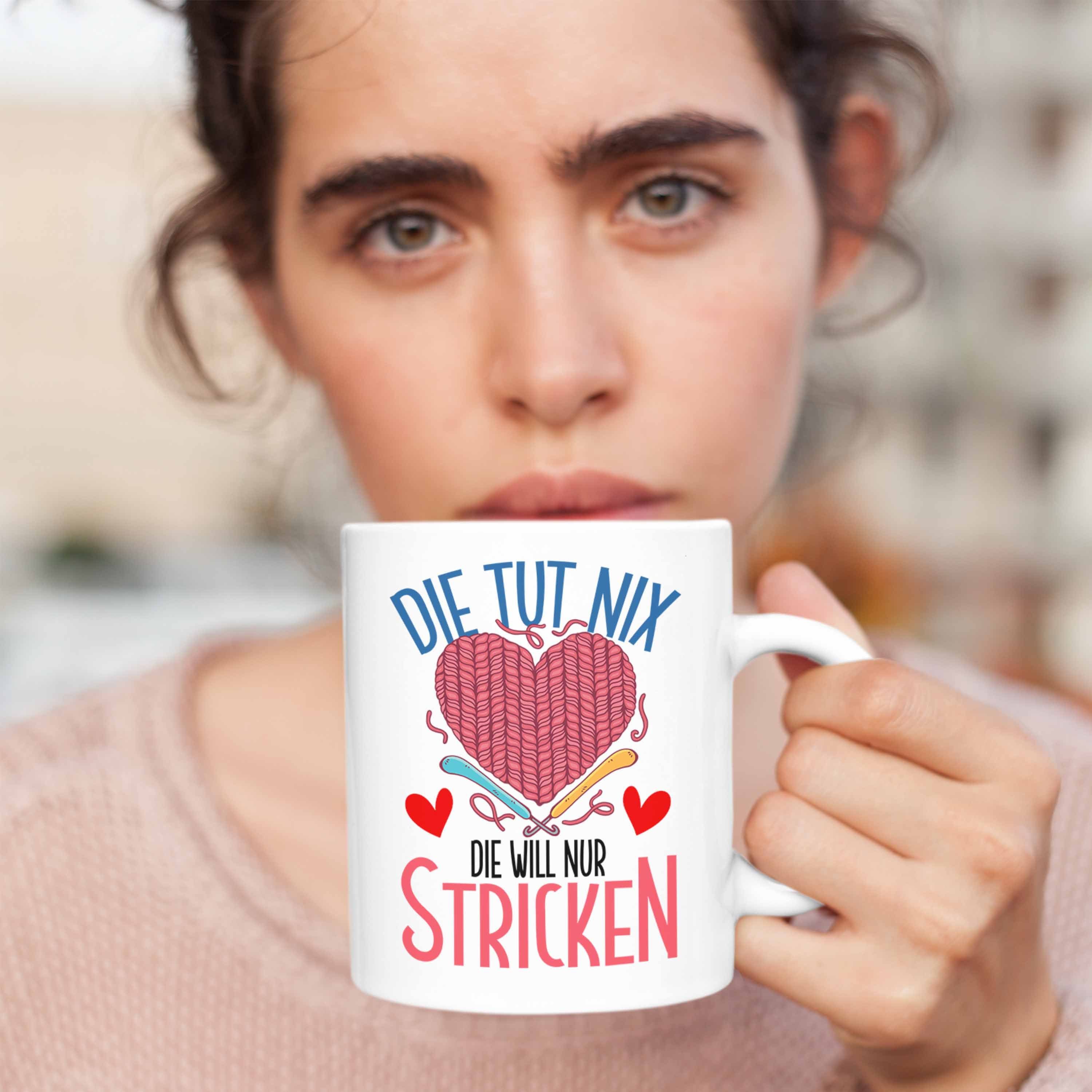 Tasse Weiss Oma Rentnerin Lustige Tasse Stricken Geschenk Trendation Häckeln für