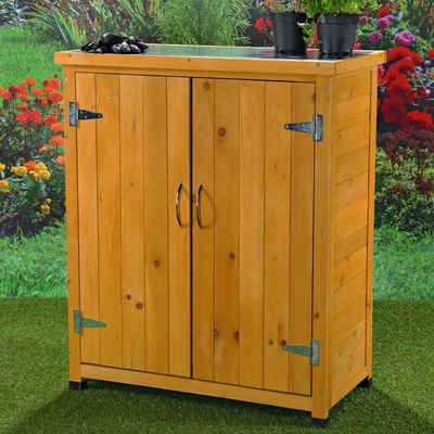 Melko Garten-Geräteschrank Melko Geräteschrank Aufbewahrungsschrank aus Holz, Farbe Braun 75x40cm, BxT: 75x40 cm, (Stück), Oberfläche mit robuster Platte