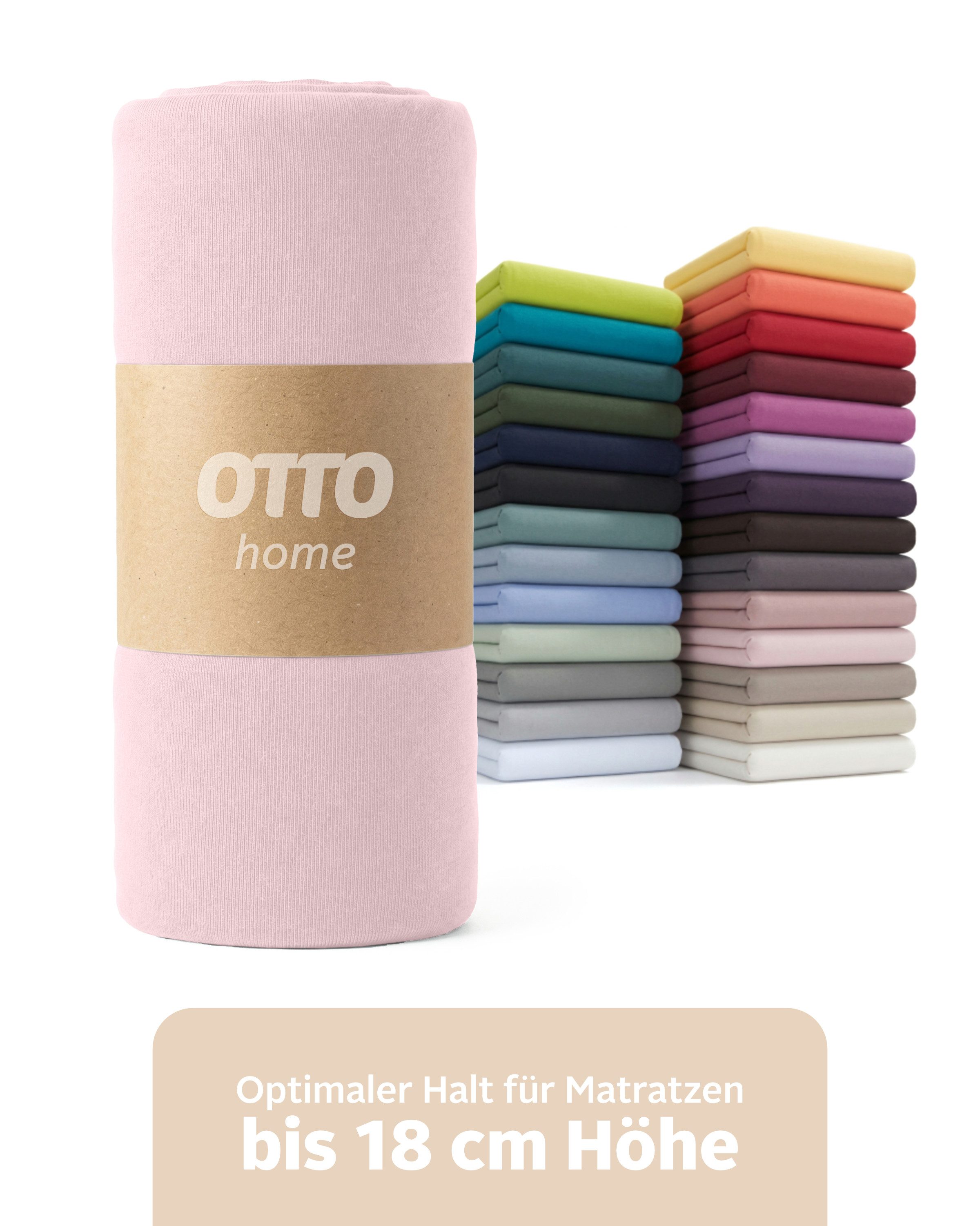 OTTO home Spannbettlaken Physalis Basic und PREMIUM Qualität, 100% Baumwolle, Jersey und Biber, Jersey (110 g/m), Gummizug: rundum, (1 Stück), Bettlaken für Matratzen bis 18 cm Höhe, Spannbetttuch, Laken