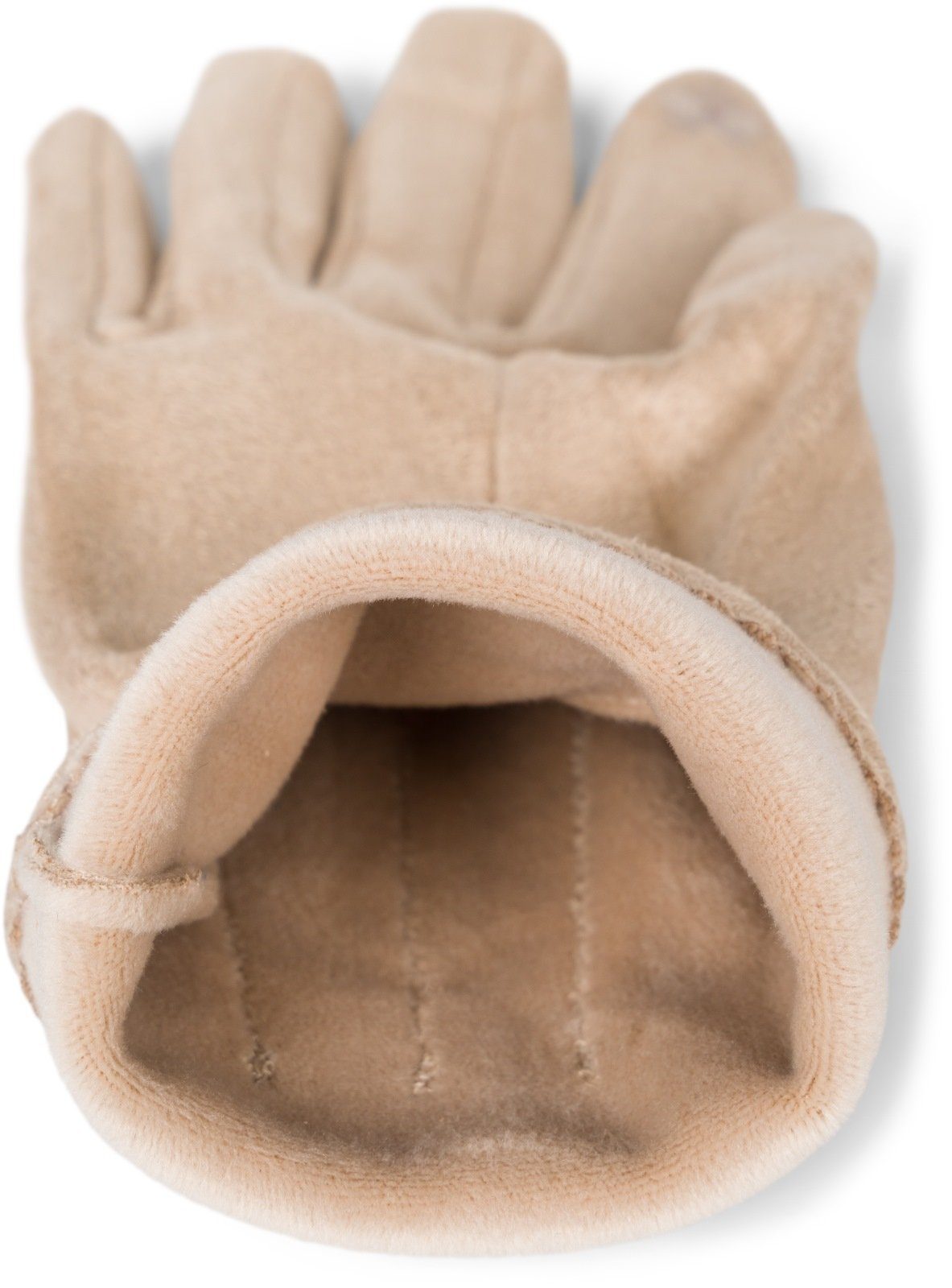 styleBREAKER Ziernähte Fleecehandschuhe Einfarbige Handschuhe Touchscreen Beige