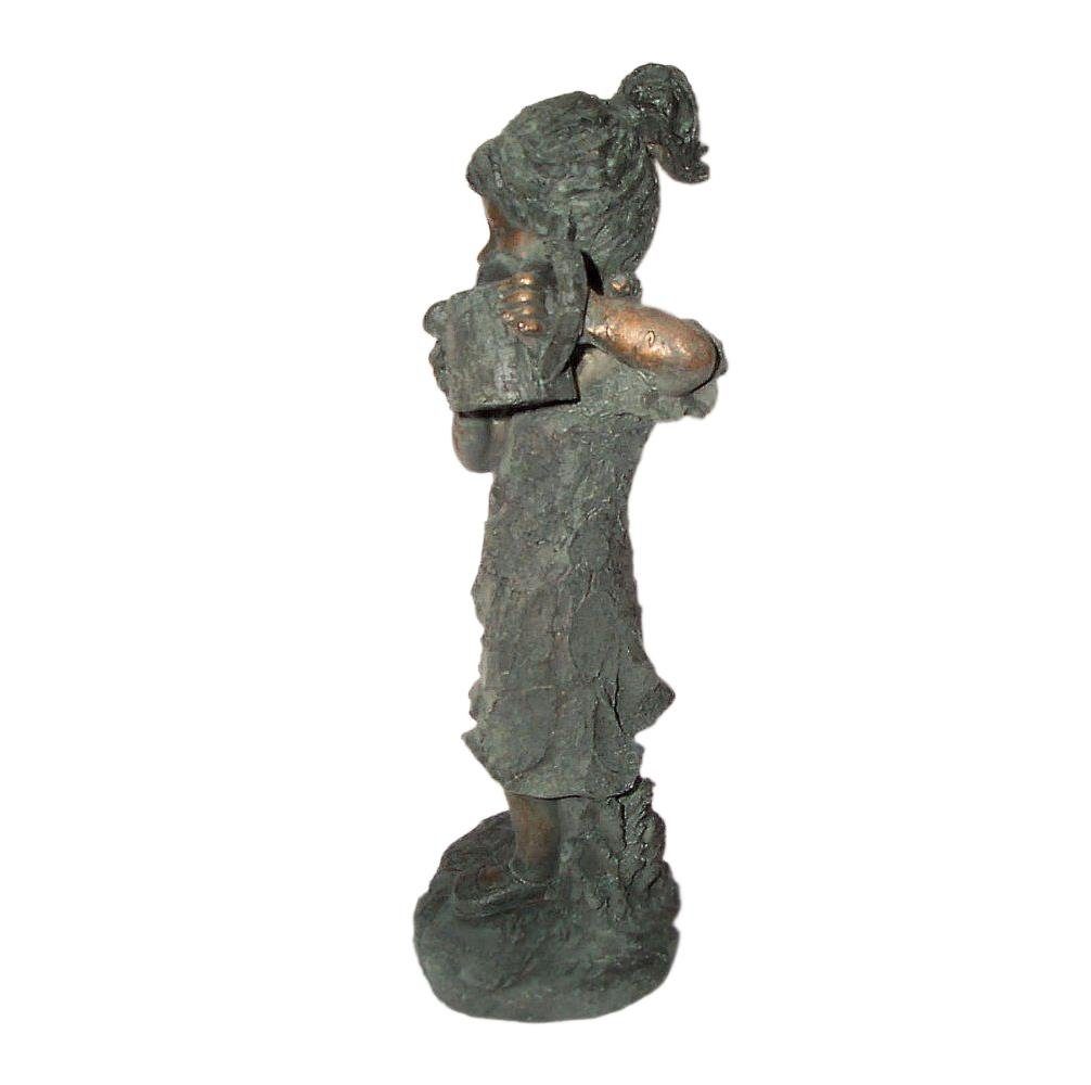 Skulptur, Antike Gießkanne in Garten Gartenfigur Gartenfigur, Bronzeoptik Linoows Brunnenfigur, Mädchen Dekoobjekt mit