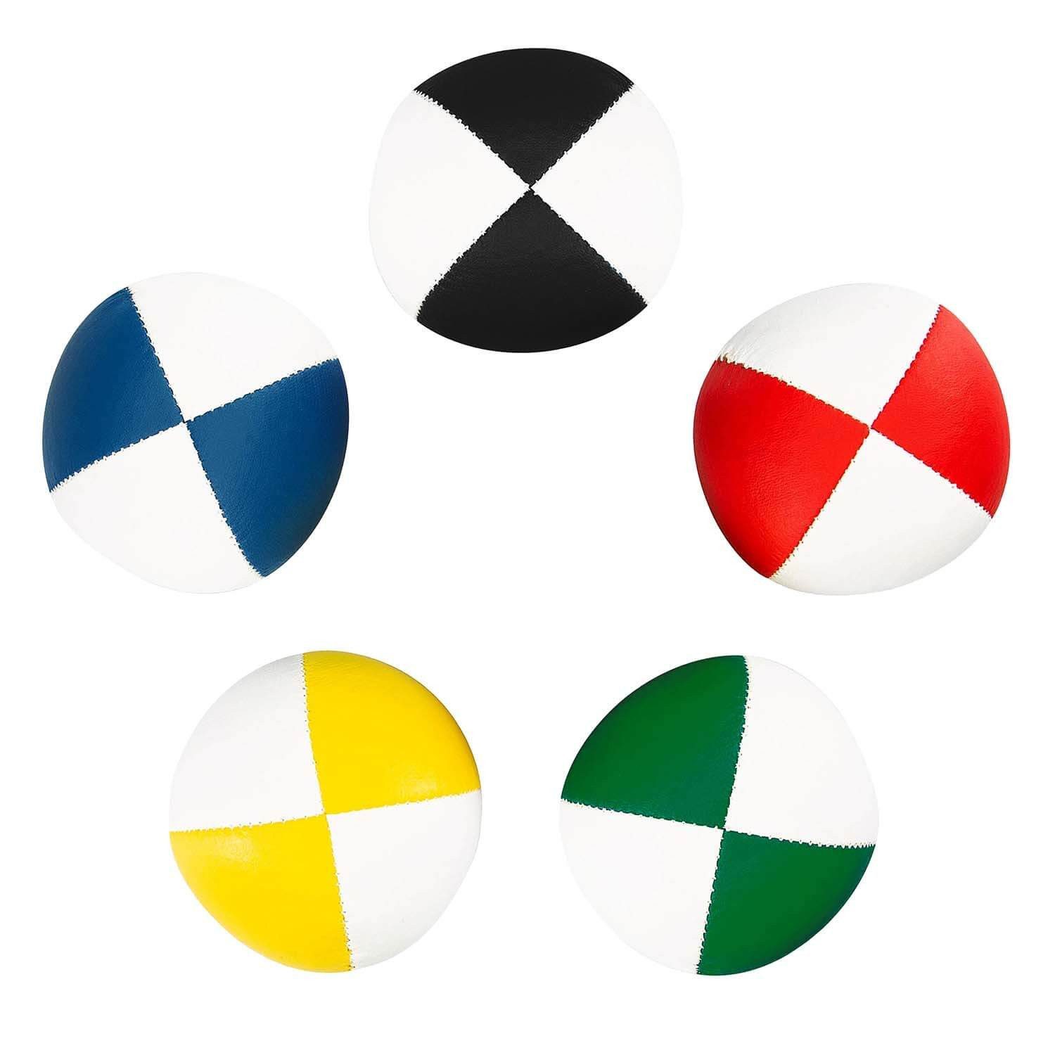 Diabolo Freizeitsport Jonglierball 3er & 5er Set, Jonglierbälle vierfarbig und zweifarbig (Balljonglage Set Zweifarbig - Weiche Lernbälle für Einsteiger, 5-St., Koordinationsbälle 5 Stück - Softbälle zum Jonglieren Lernen), 5er Juggling Balls 58 mm, 90g (