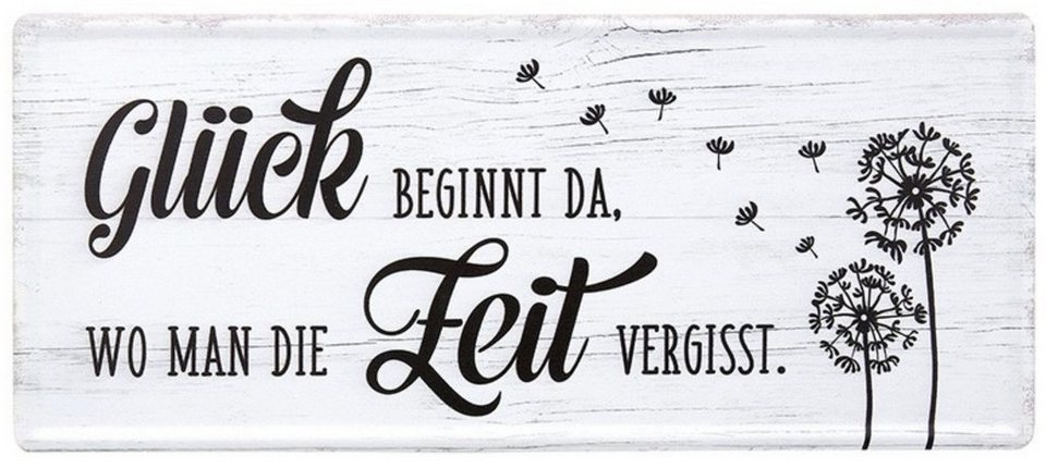 Wandbild, Sprüche, Vintage Retro Metallschild, Modell Glück beginnt da ...