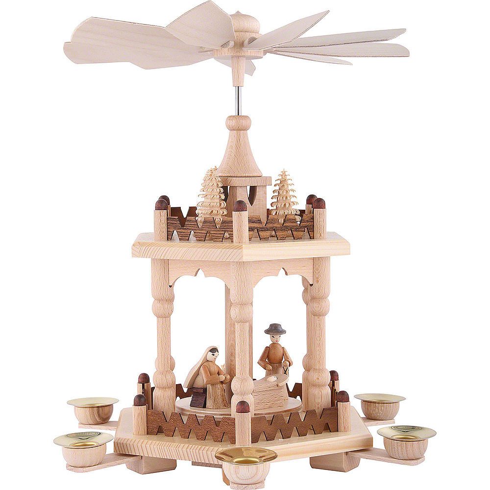Seiffener Kunsthandwerk Theo Lorenz Weihnachtspyramide 2-stöckige Pyramide Krippenszene (29cm) von Theo Lorenz Kunsthandwerk