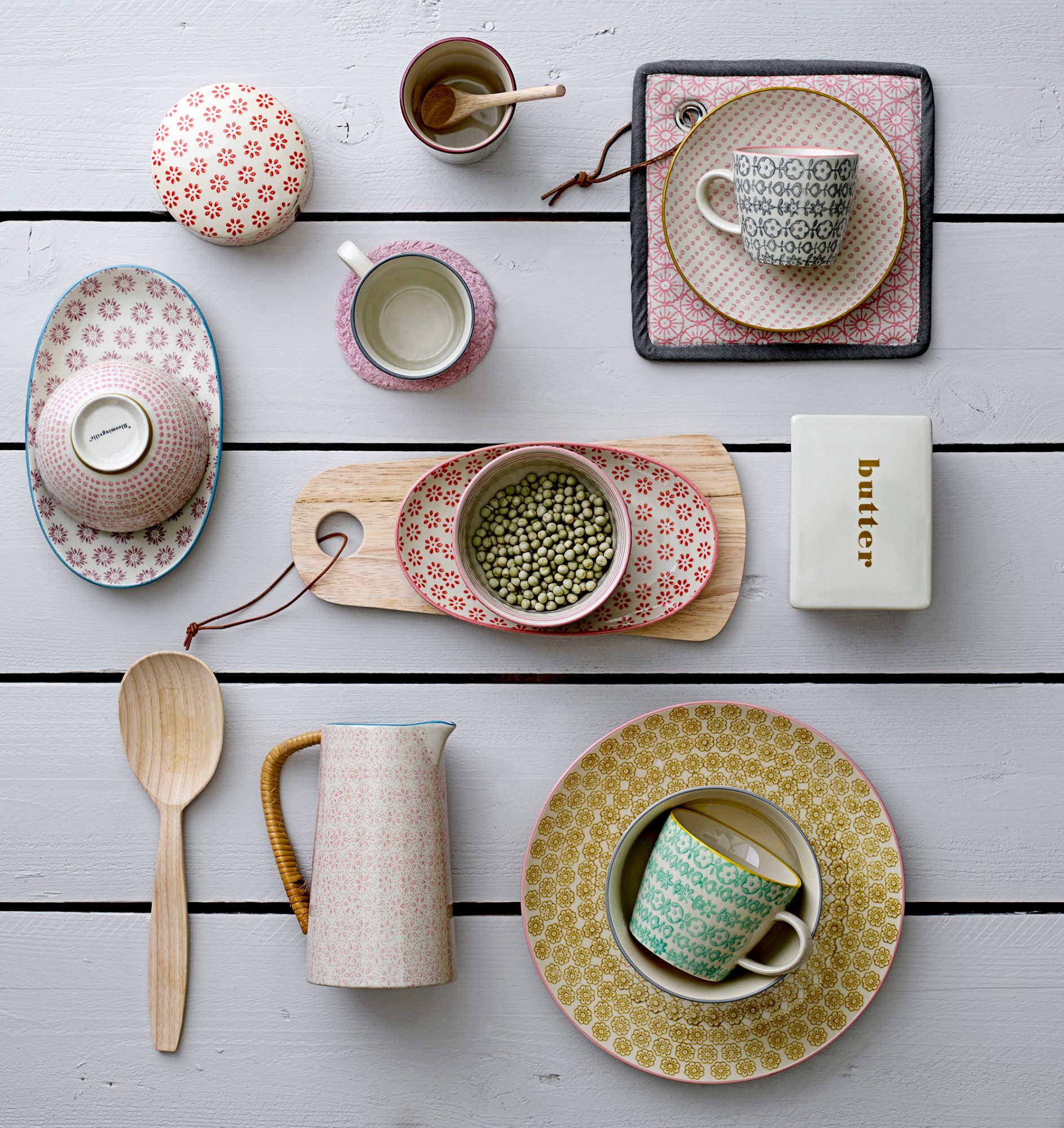 Bloomingville Tasse Bloomingville Patrizia Tasse, Bunt, Steingut 4er Set, Steingut