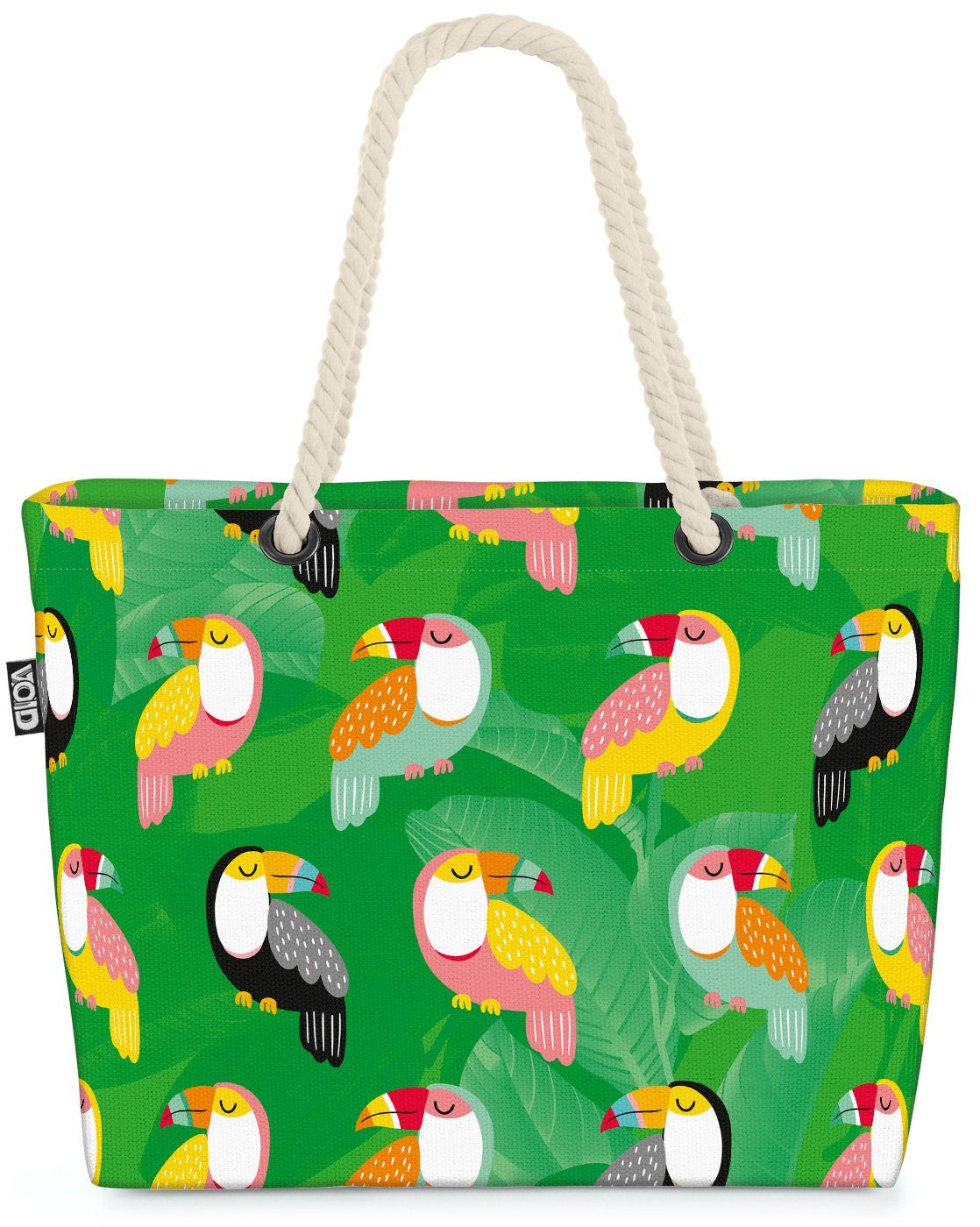 VOID Strandtasche (1-tlg), Tukan Vögel Safari Beach Bag Tropen tropisch Muster Federn Urlaub Safari