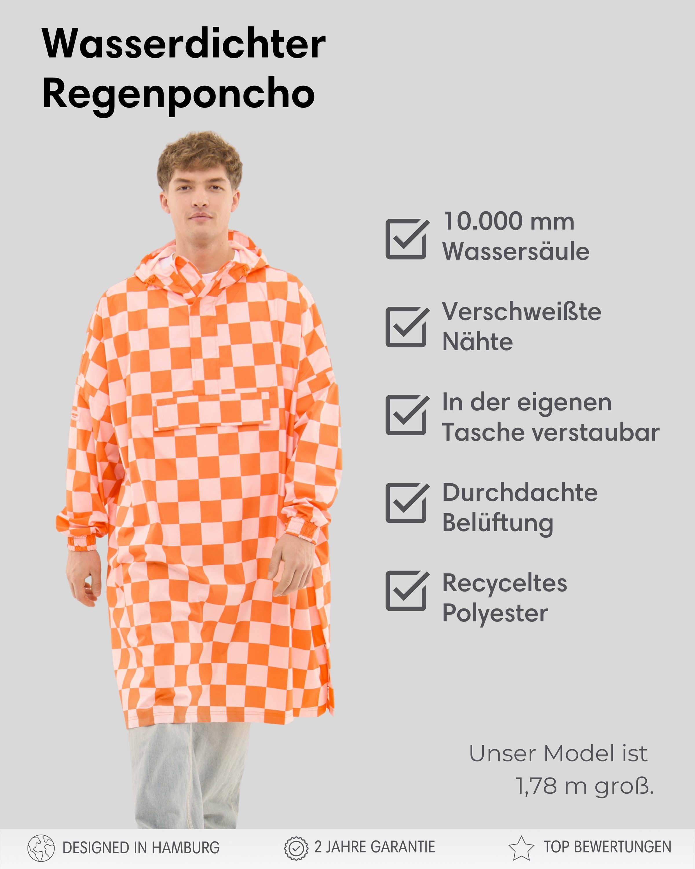 LARKSON Regenponcho Lykke Regenponcho, Wassersäule 10.000 mm (1-St) Wasserdichtes Regencape mit verschweißten Nähten