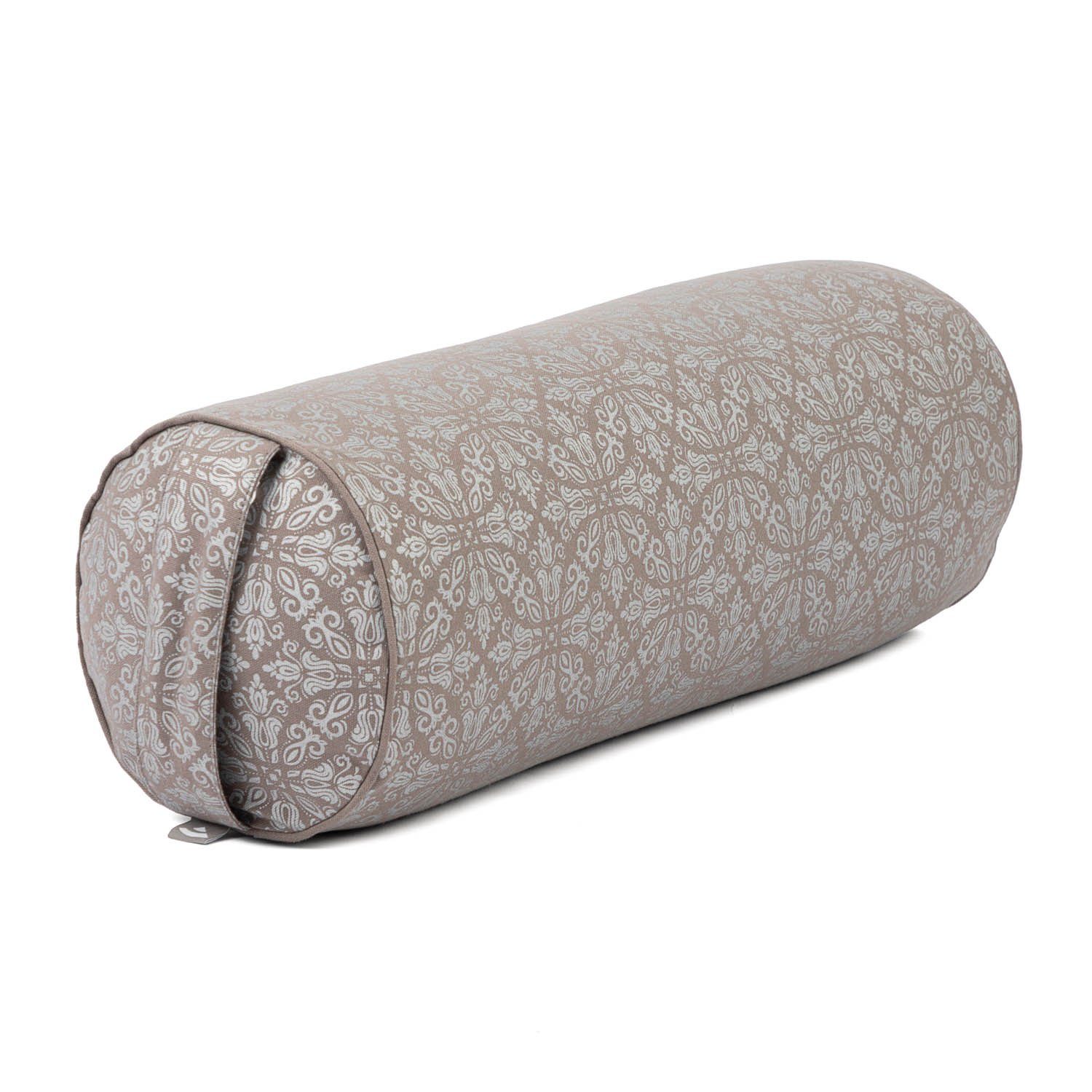 bodhi Yoga Bolster Yoga Bolster gemustert, 65 x Ø 22 cm Raja, taupe/silber, Dinkel