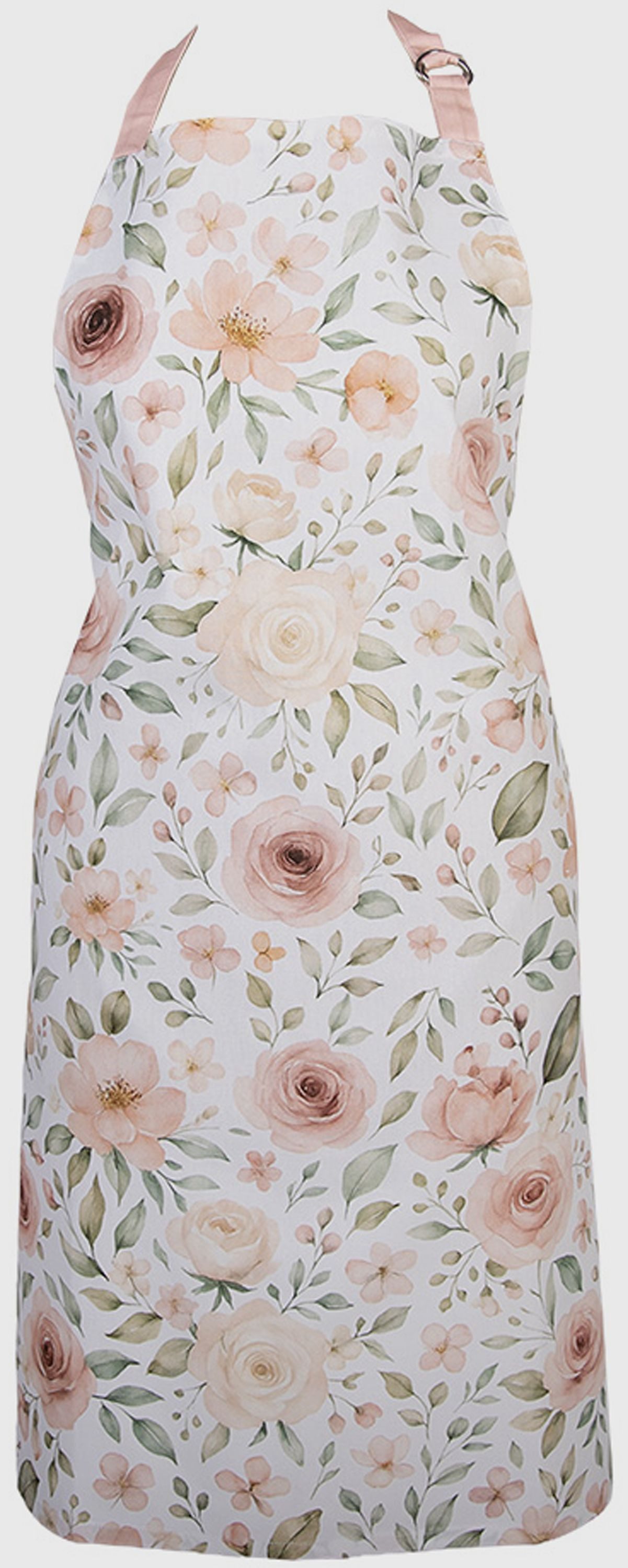 Clayre & Eef Kochschürze Soft Rose Bloom, (1-tlg., 1-teilig), Küchenschürze Nackenband aufgesetzte Tasche ca.70x85cm Baumwolle