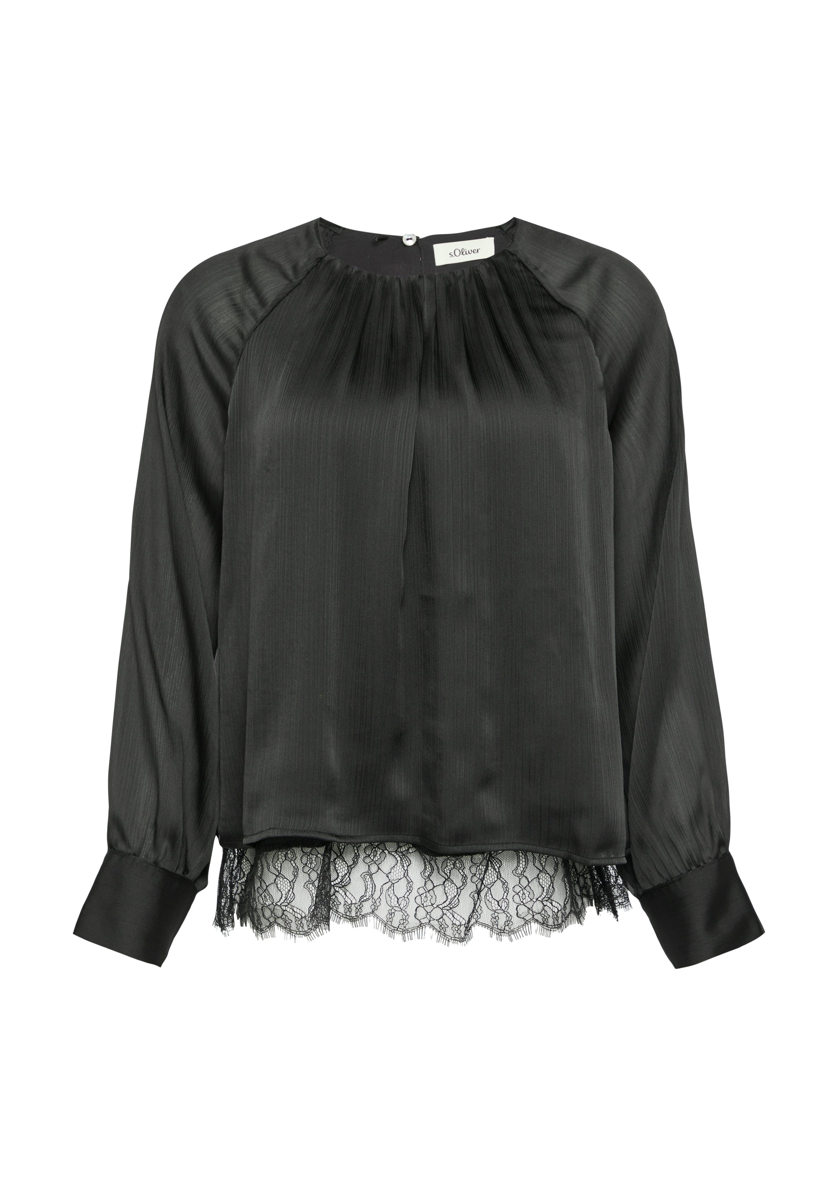 s.Oliver BLACK LABEL Langarmbluse mit leichter Rippstruktur