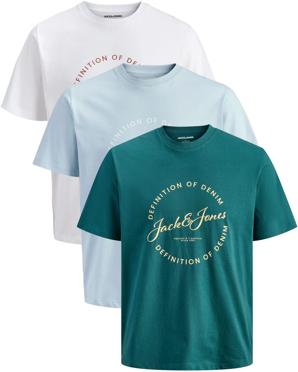 Jack & Jones Print-Shirt (Spar-Set, 3er-Pack) mit Logodruck, aus Baumwolle