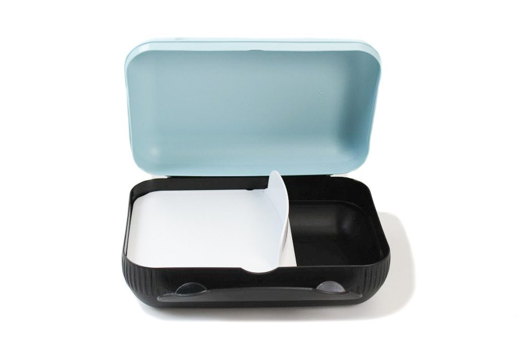 TUPPERWARE Lunchbox Lunch-Box schwarz/hellblau mit Trennung, Snackbox
