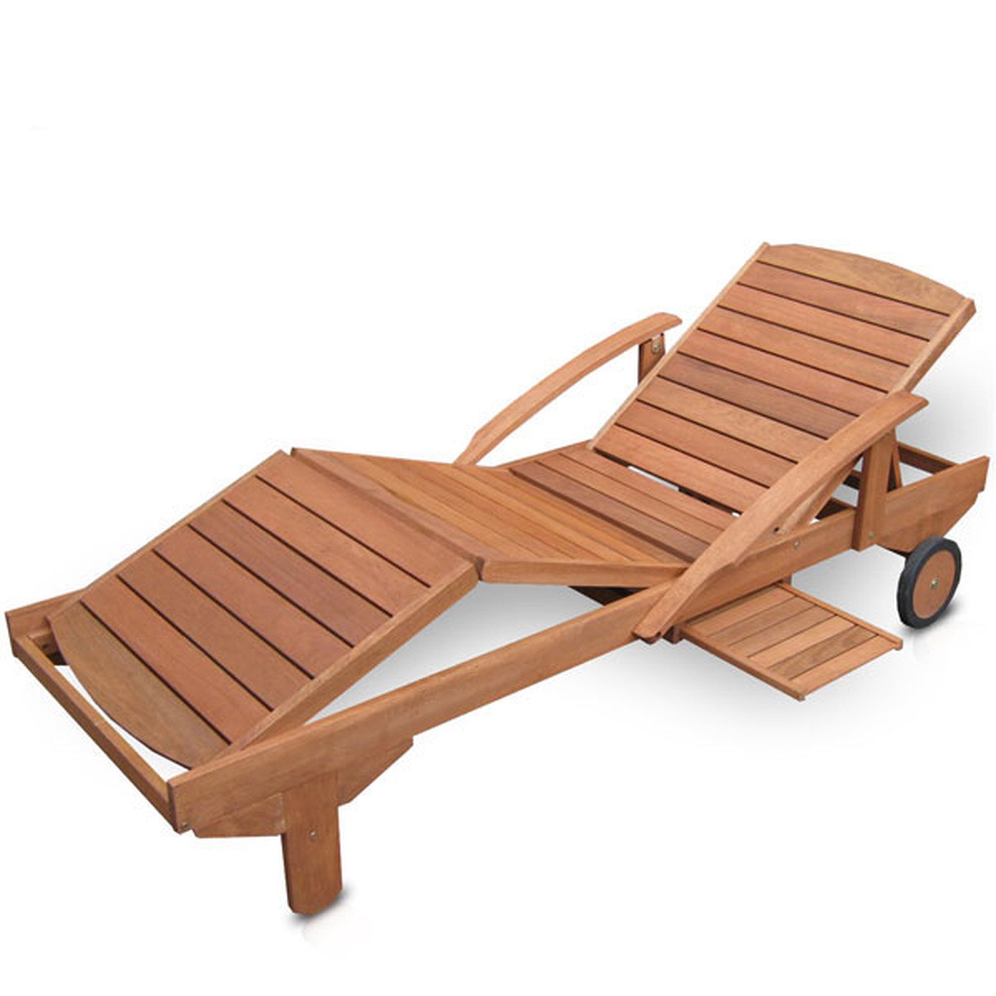 Hecht Gartenliege ERA Lounger, Meranti Holz, ausziehbarer Tisch, 4-fach Verstellung
