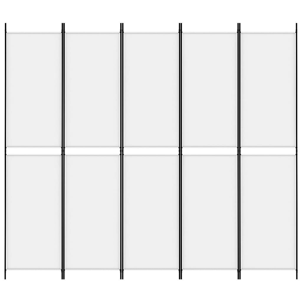 furnicato Raumteiler 5-tlg. Paravent Weiß 250x220 Stoff cm