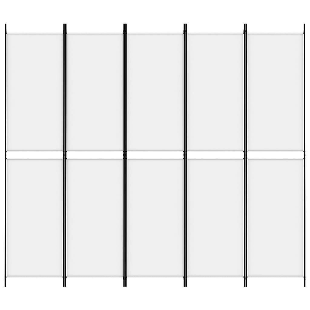 5-tlg. Stoff Raumteiler 250x220 furnicato Weiß Paravent cm