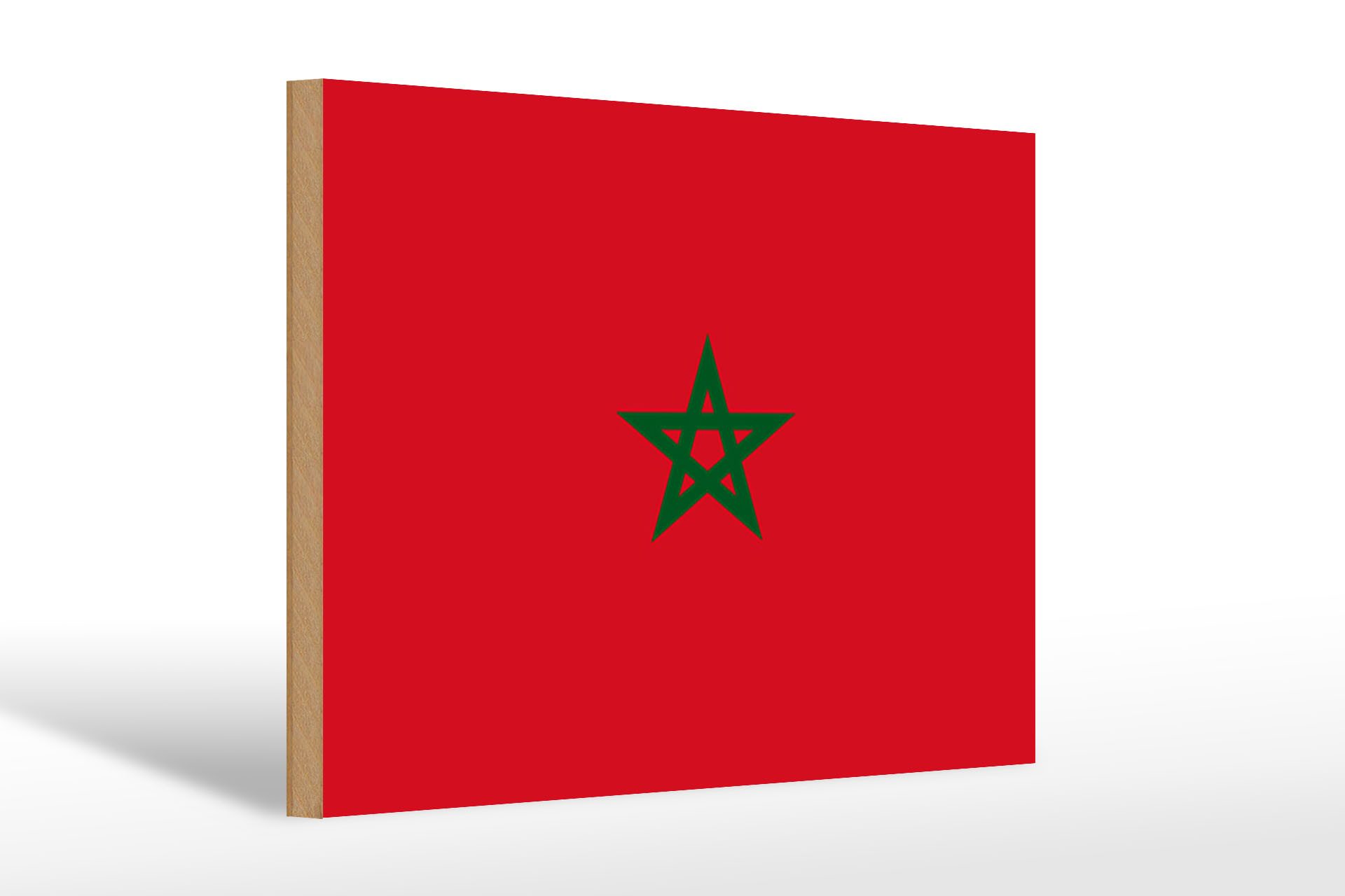 Femer GmbH Holzbild Flagge Marokkos 30x20cm Flag of Morocco, Flaggen (1 St), Glatte Holzfaserplatte (MDF), vorn beschichtet