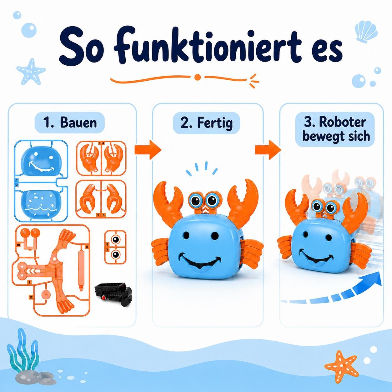 noDNA We love robotics Robotertier Krabben Roboter, ab 6 Jahren, DIY Roboter Spielzeug, Roboter Bausatz für Kinder ab 6 Jahren