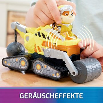 Spin Master Spielzeug-Auto Paw Patrol - Movie II - Basic Themed Vehicles Rubble, Baustellenfahrzeug mit Welpenfigur, Licht- und Soundeffekt