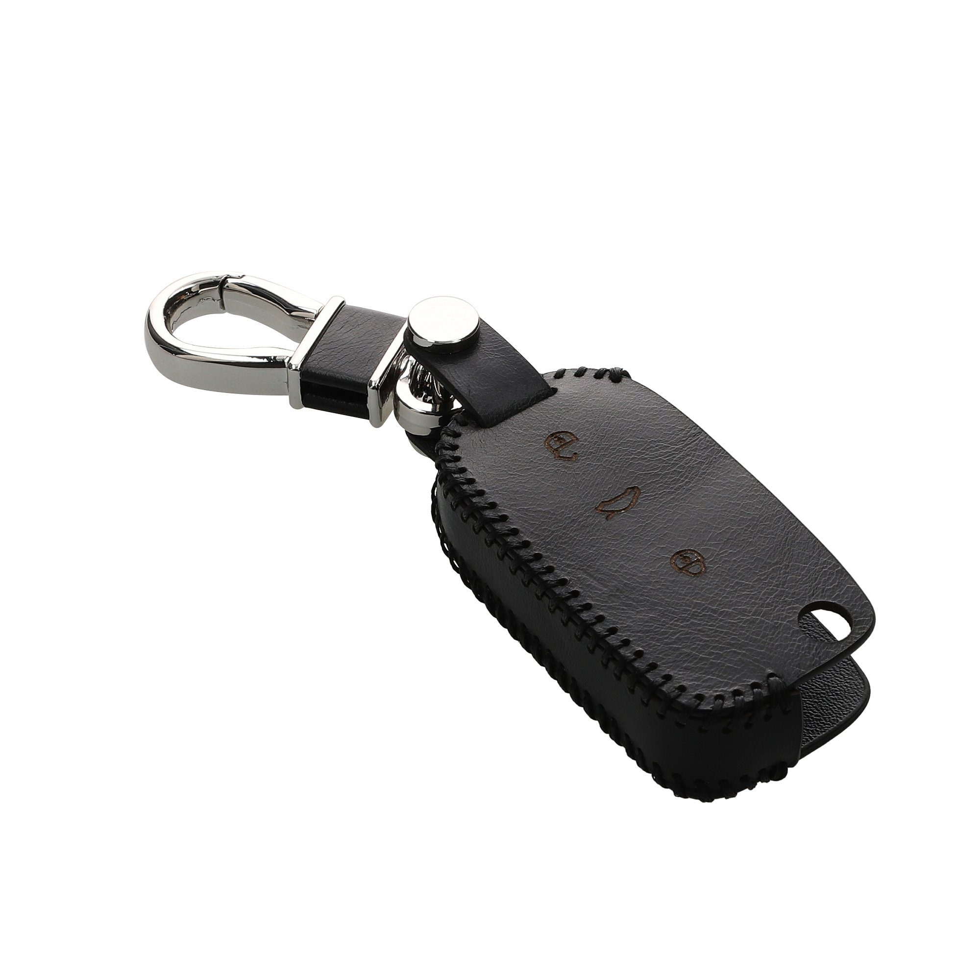 kwmobile Schlüsseltasche Hülle für - Seat Schlüsselhülle Tasche, Schlüssel Skoda Cover 3-Tasten aus VW Autoschlüssel Autoschlüssel Leder