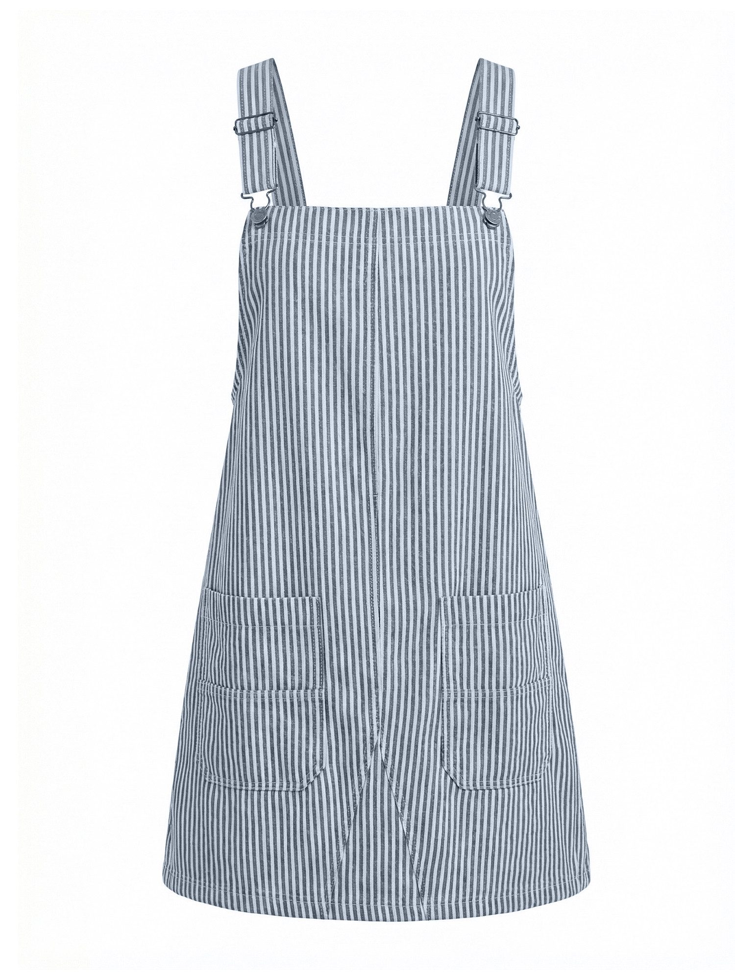 Imily Bela Jeanskleid Damen Gestreiftes Trägerkleid mit Verstellbaren Schultergurten (Packung, 1-tlg., 1per-Pack) Eingrifftaschen – Bild 5 von 5