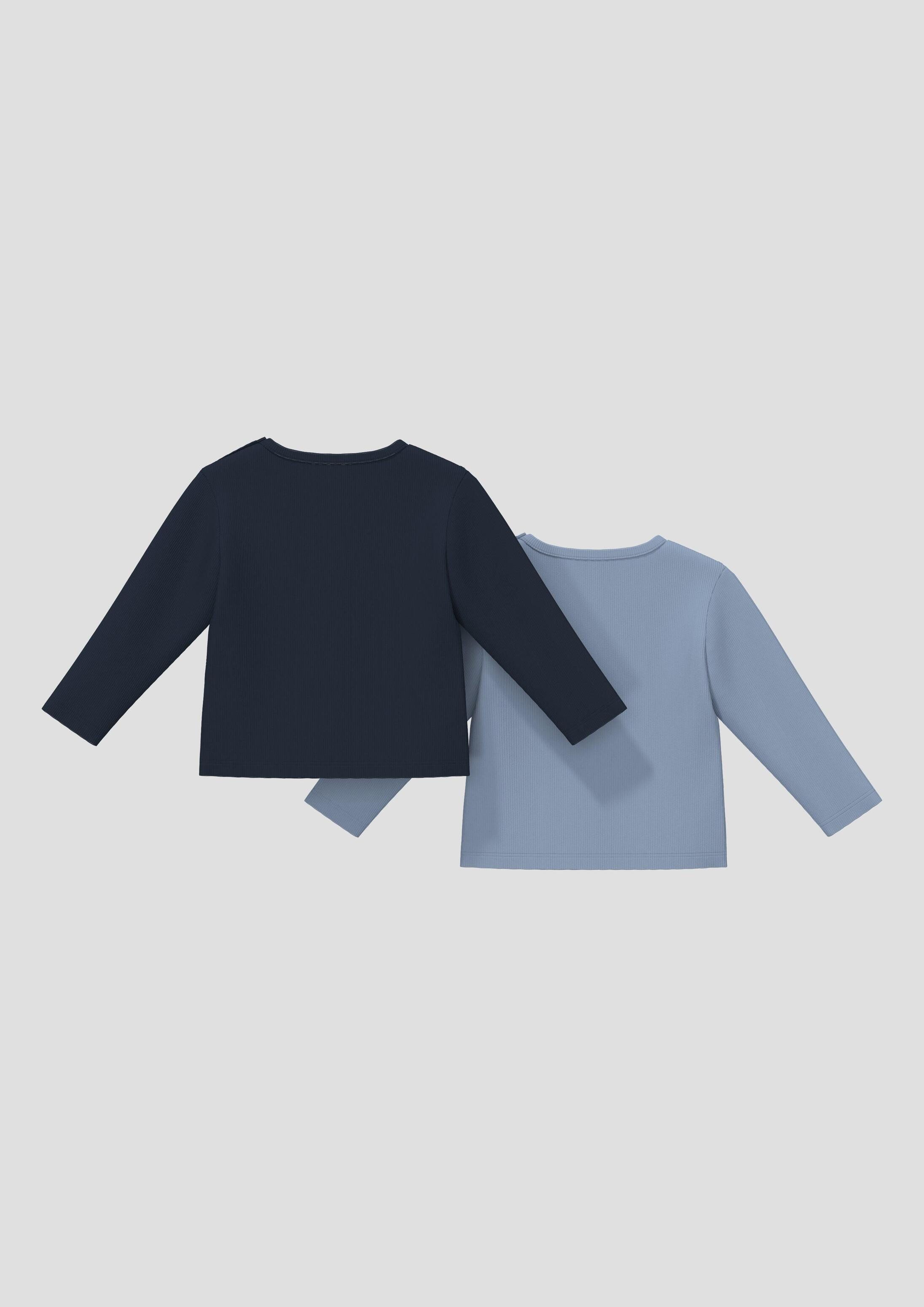 s.Oliver Langarmshirt T-Shirt Unisex Doppelpack Langarmshirts in Rippstruktur