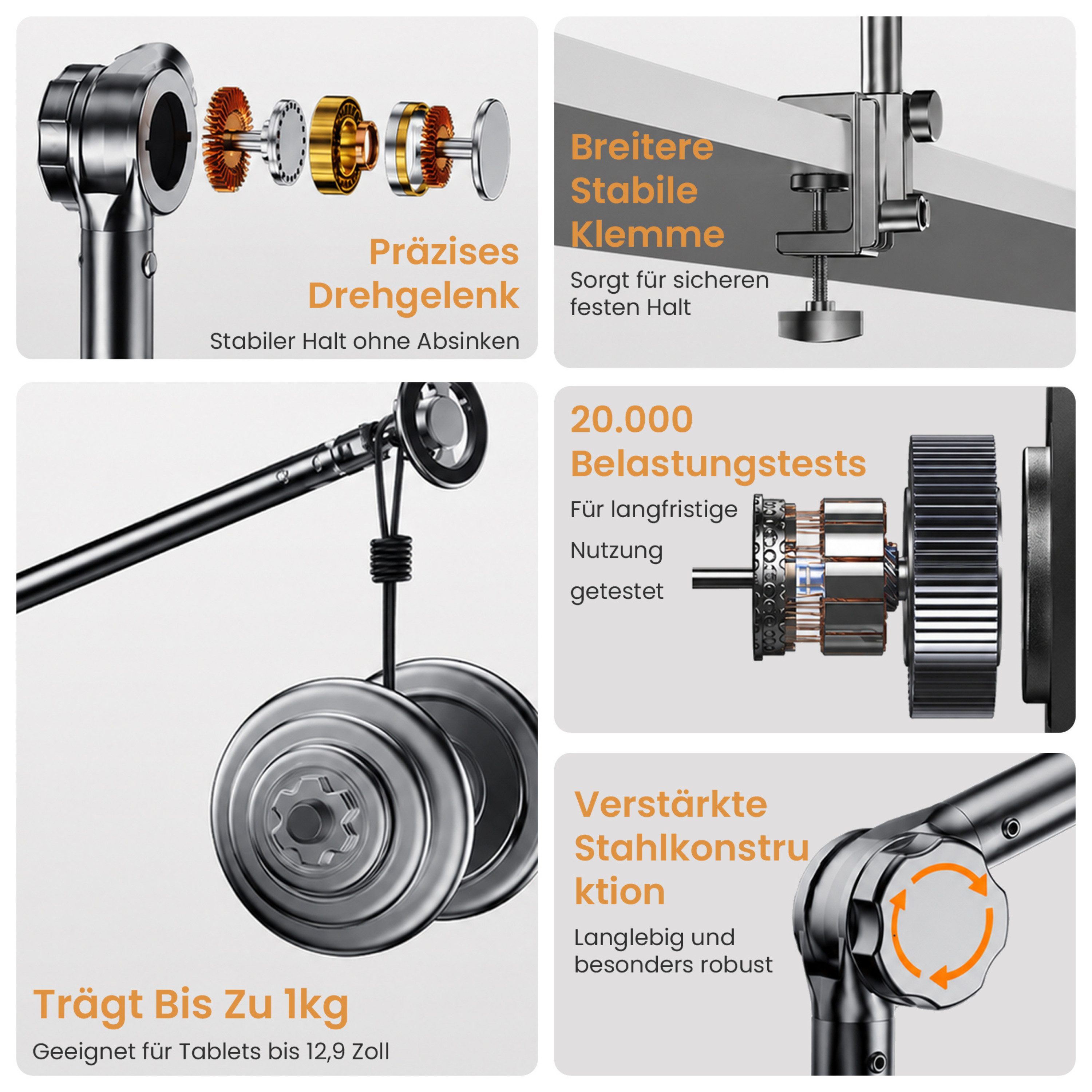 RUHE Smartphone-Halterung Magsafe Handyhalterung Tisch Tischhalterung für Smartphones Aluminium, (bis 6.9 Zoll, Schrank und Bett halterung, 1-tlg., Metall Smart – Bild 4 von 5